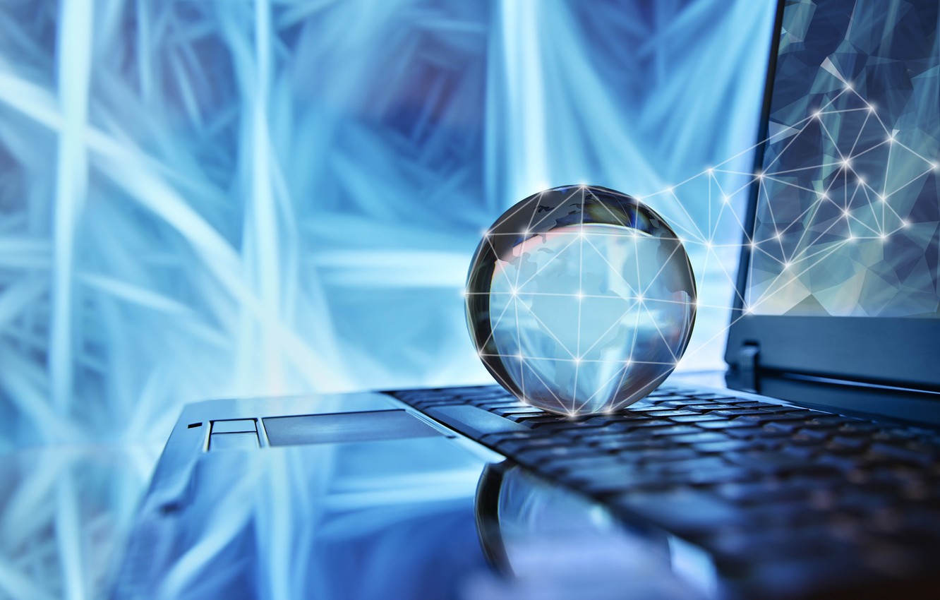 Wallpaper computer, macro, light, glow, blur, laptop, globe, background, bokeh, closeup, wallpaper., good idea, sphere ball, digital transfer geometric, laptop screen, keyboard surface image for desktop, section макро