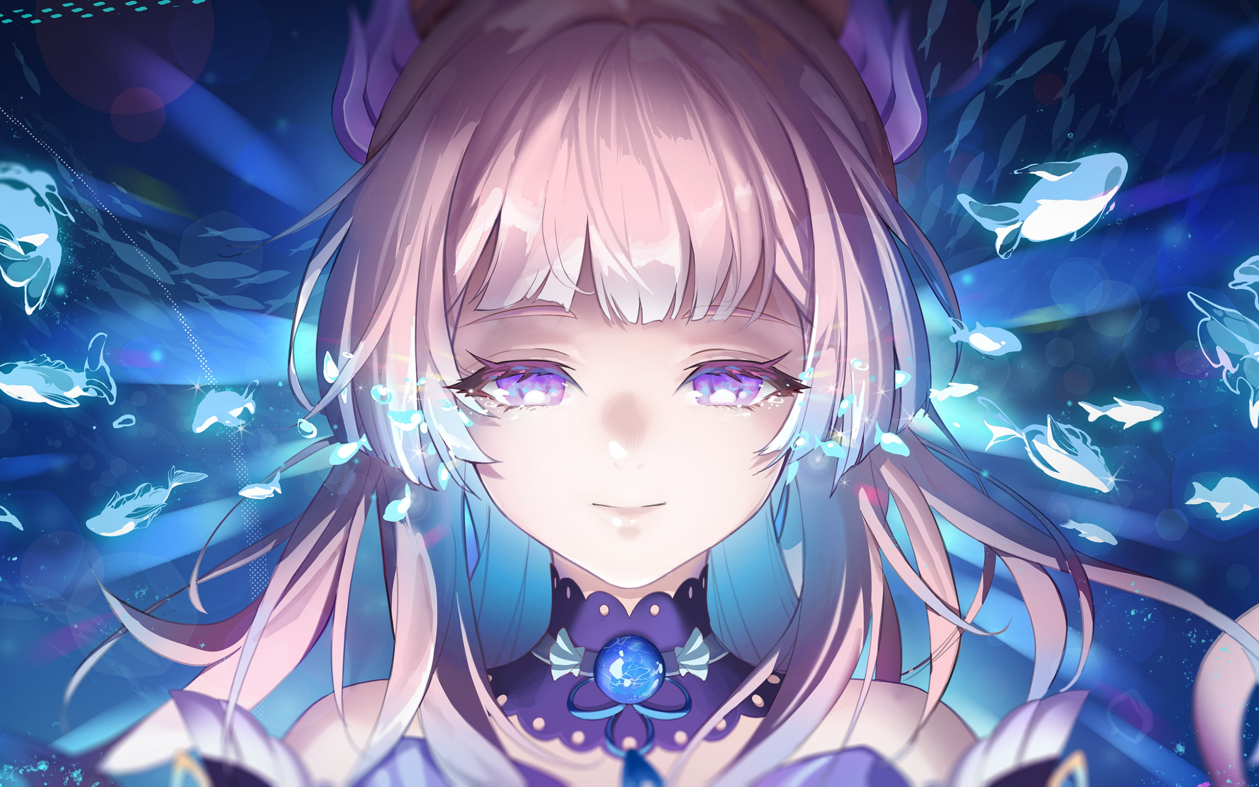 Download wallpaper Sangonomiya Kokomi, Genshin Impact, portrait, Japanese manga, anime characters, Genshin Impact characters, Kokomi Sangonomiya for desktop with resolution 2560x1600. High Quality HD picture wallpaper