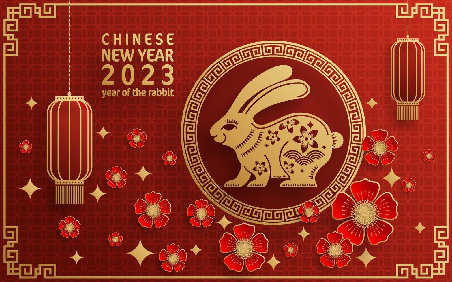 Happy chinese new year 2023 year of the rabbit 7718933 Vector Art at  Vecteezy