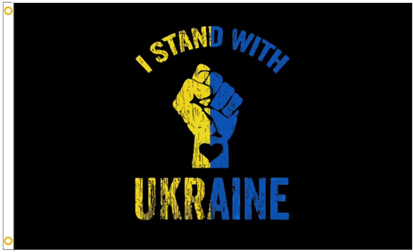 Amuver Ukraine Flag 3x5 Ft I Stand with Ukraine Flag Indoor Outdoor Flags & Banners Sign Ukraine US Flag with Brass Grommets Stitched and Premium Polyester Without Flagpole