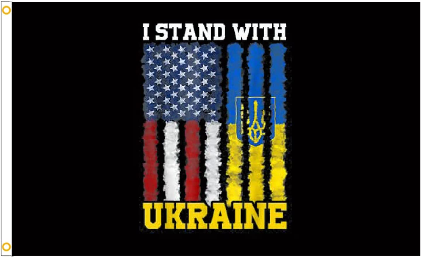 Cicix150cm I Stand with Ukraine Flag Blue Yellow Polyester National Banner Sign i Stand with Ukraine Flag 3x5, Patio, Lawn & Garden