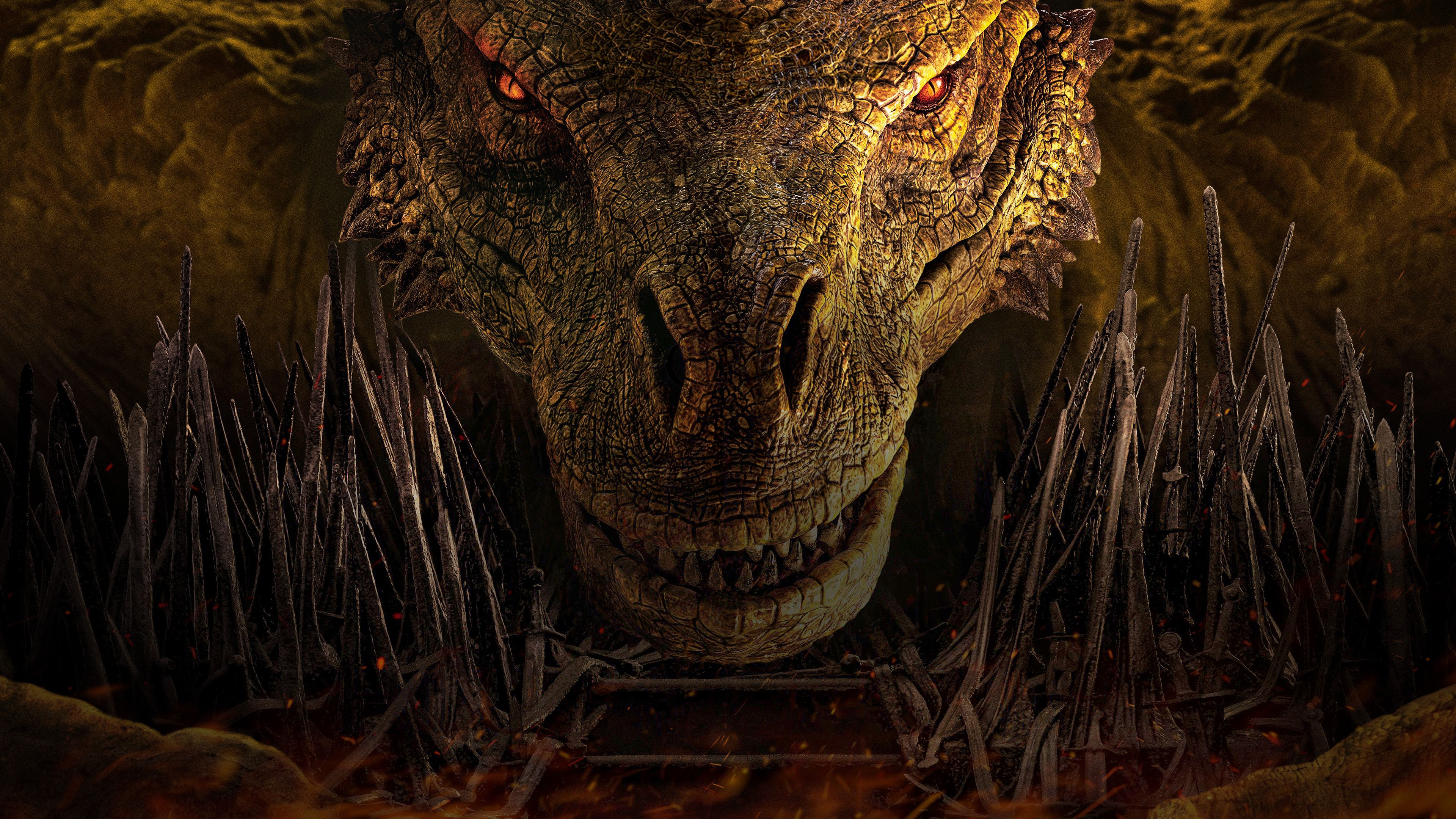 Syrax Wallpaper 4K, Rhaenyra Targaryen's dragon, Movies