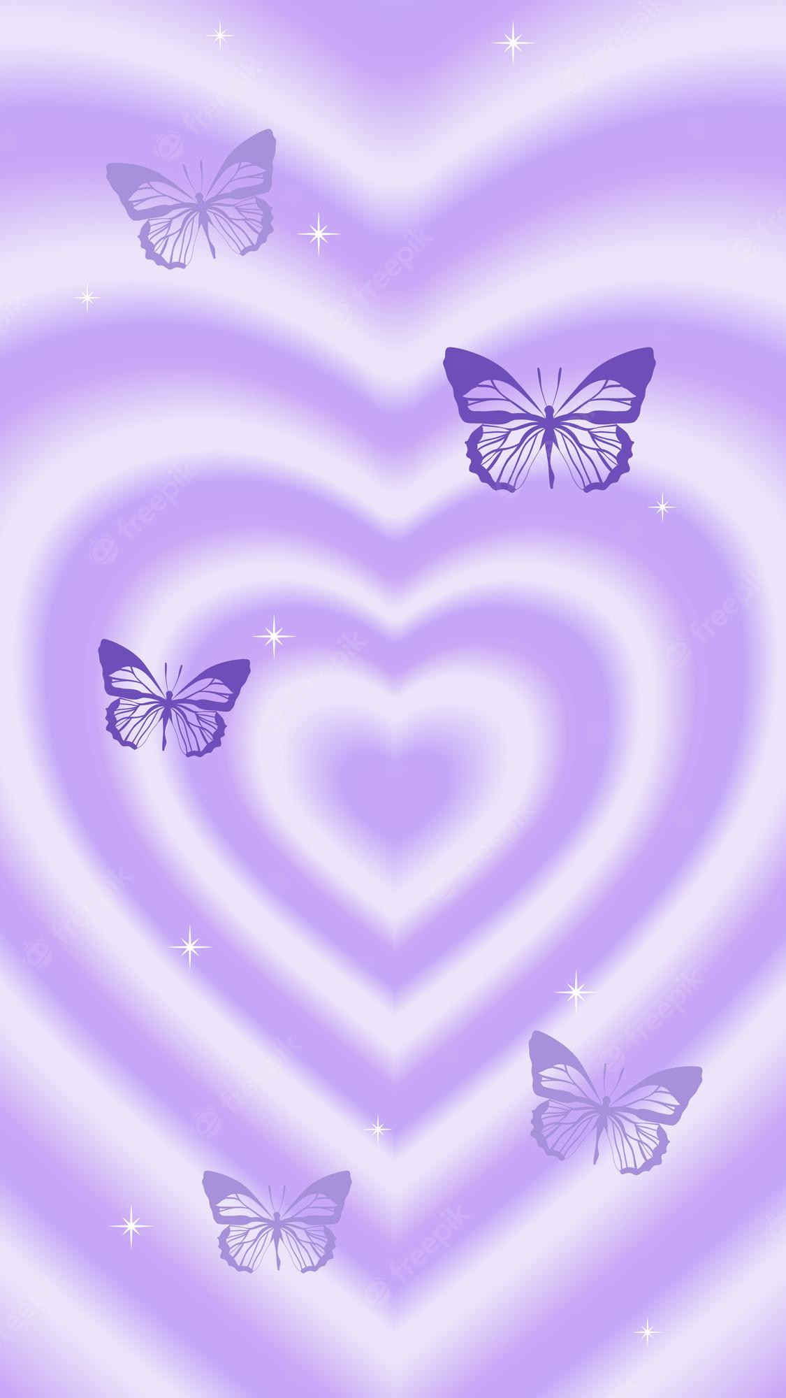 Premium Vector. Vector illustration of hearts abstract background with repeating gradient hearts and butterflies