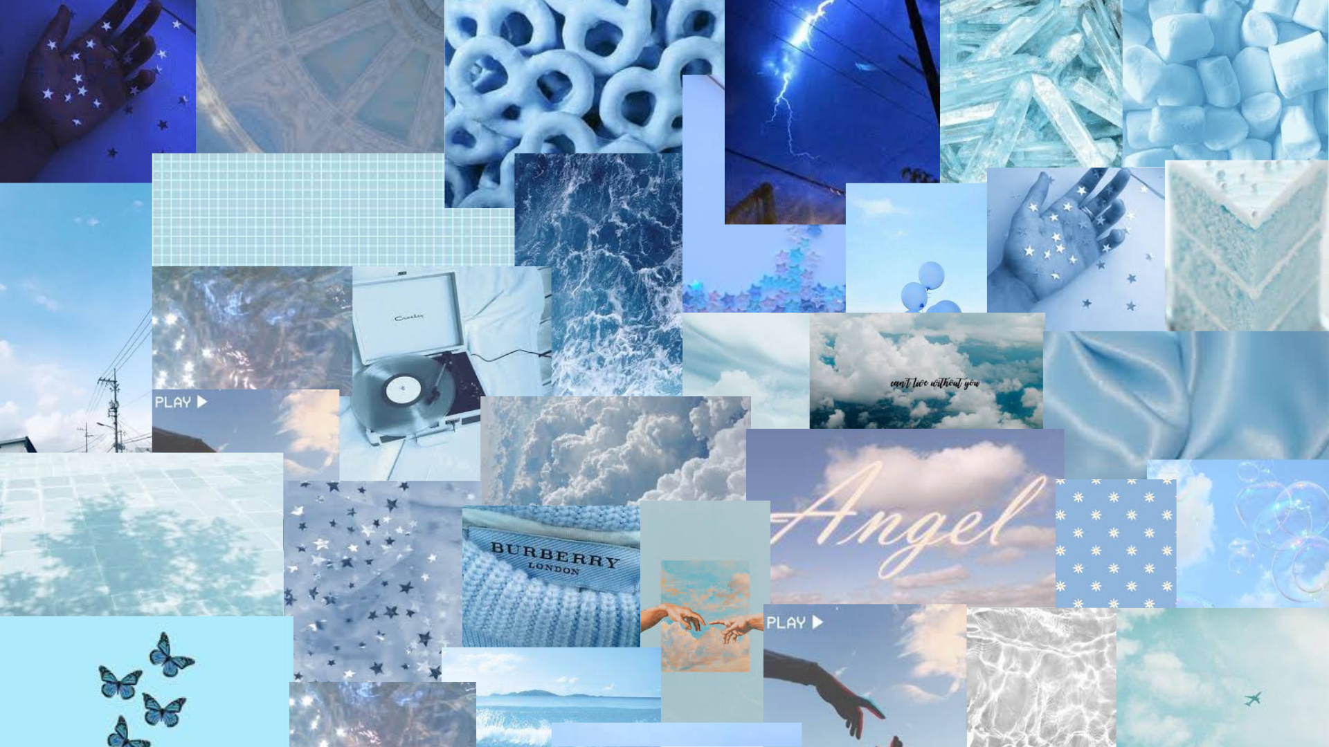 Aesthetic Blue Collage Wallpaper Free Aesthetic Blue Collage Background