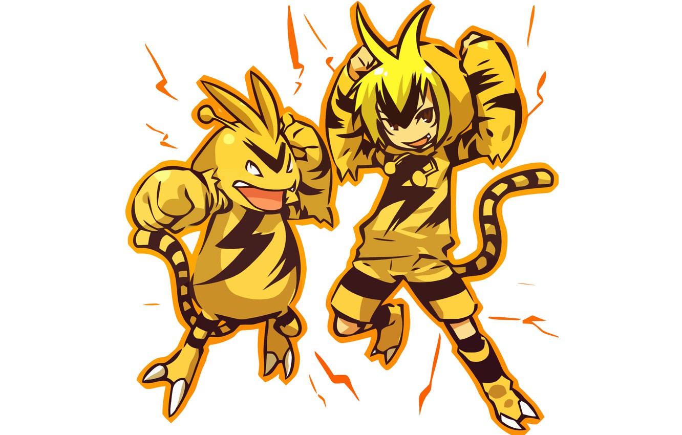 Wallpaper boy, category, costume, guy, fists, boy, cosplay, electric, charge, pokemon, pokemon, humanitaria, Electabuzz, Electabuzz image for desktop, section минимализм
