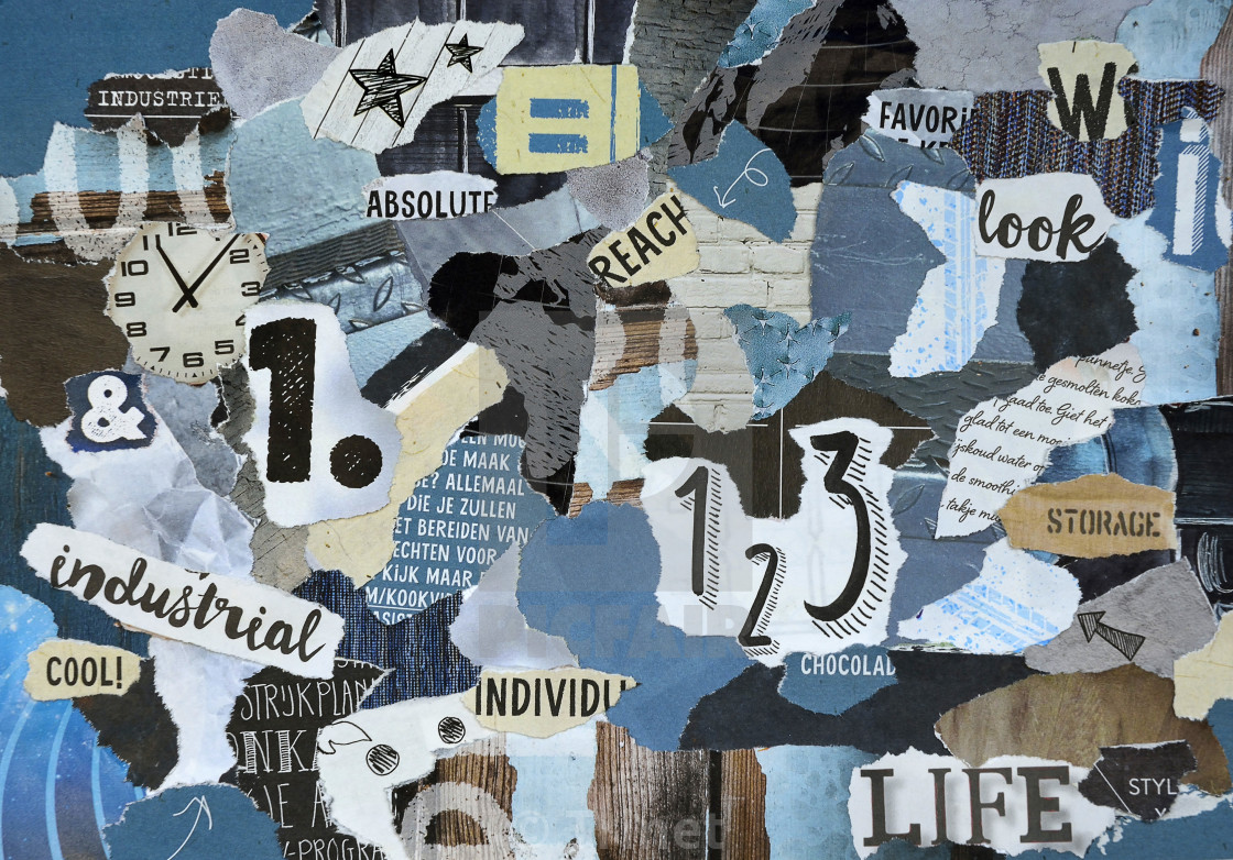 Blue grey collage moodboard, download or print for £3.72
