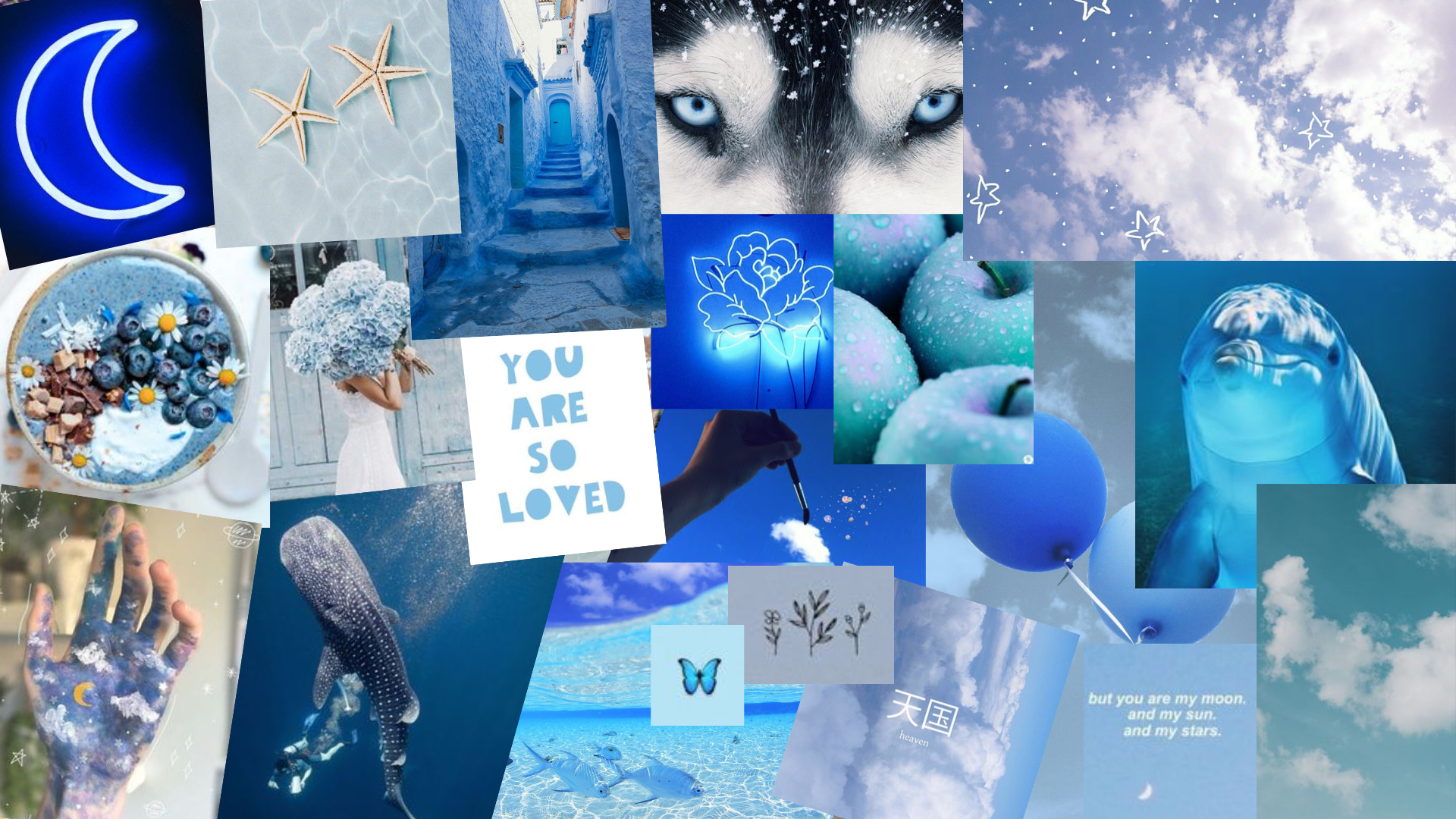 Blue Collage Desktop Wallpaper. Wallpaper, Desktop wallpaper, Collage