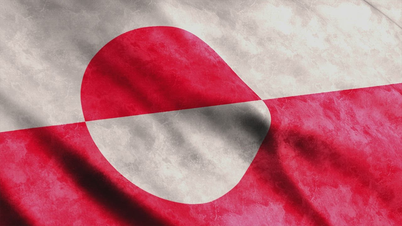 Greenland flag waving Stock Video