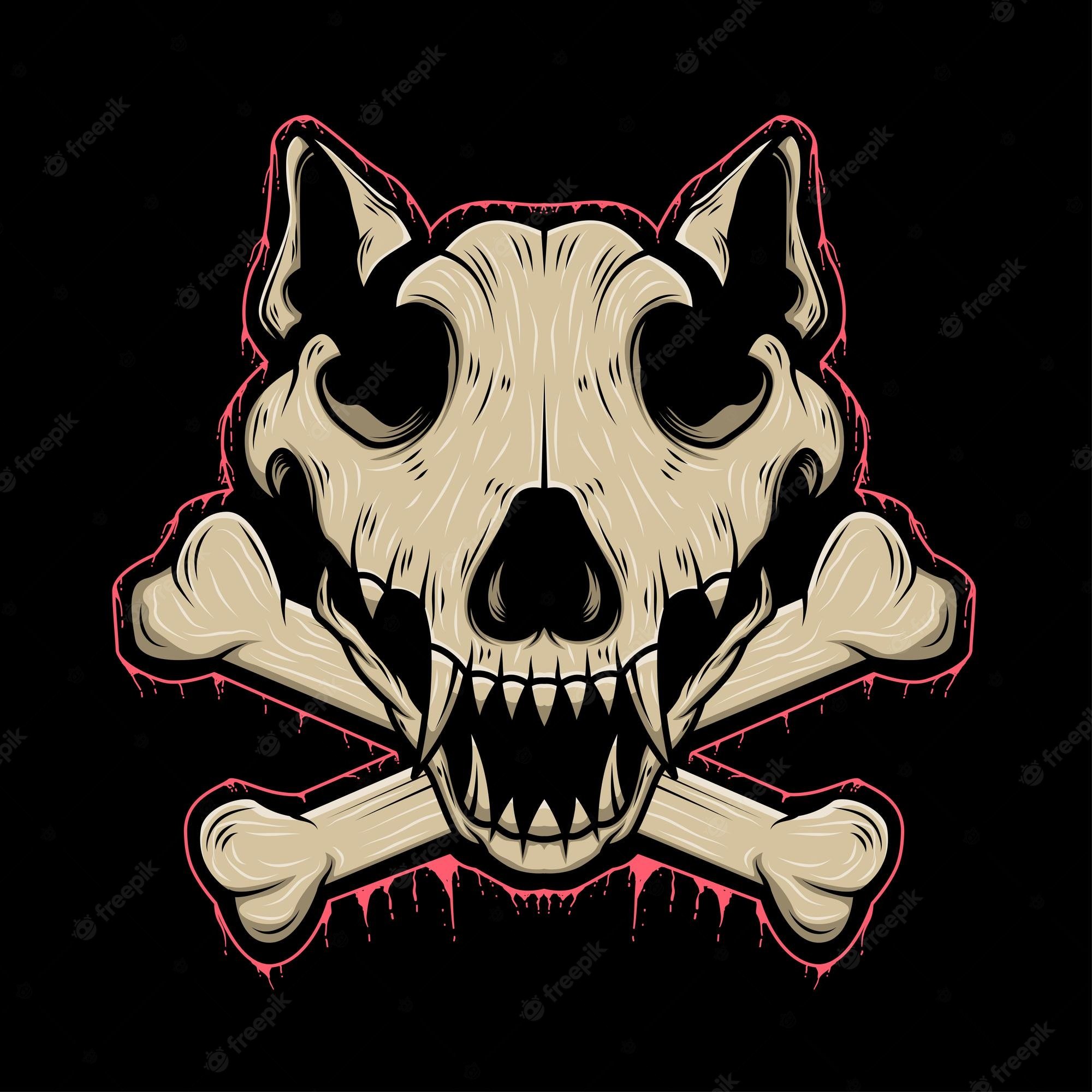 Dog Skull Drawing Image. Free Vectors, & PSD