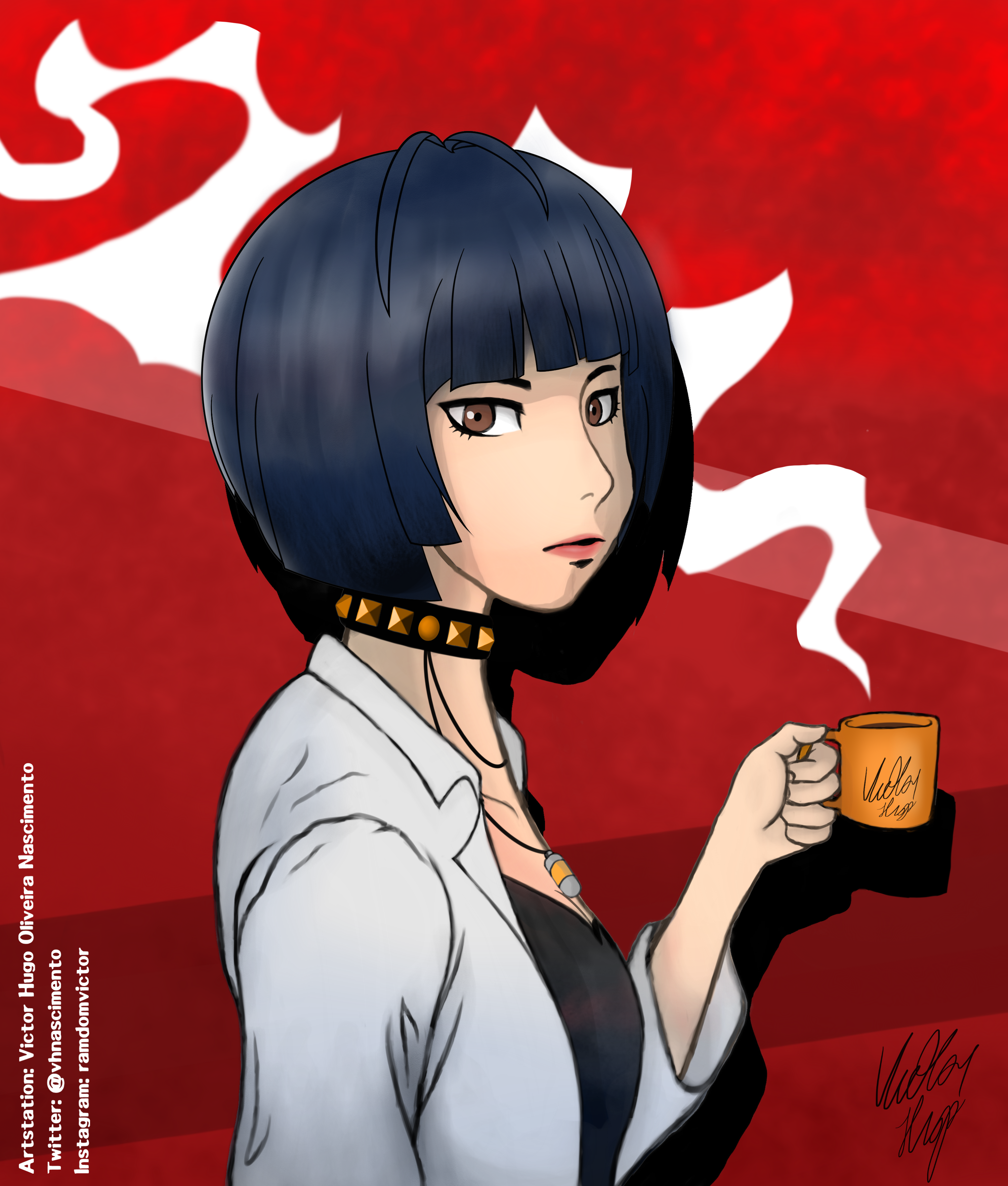 A drawing of Tae Takemi from Persona 5. She was my first max confidant in Persona 5. I felt very proud of the drawing I did