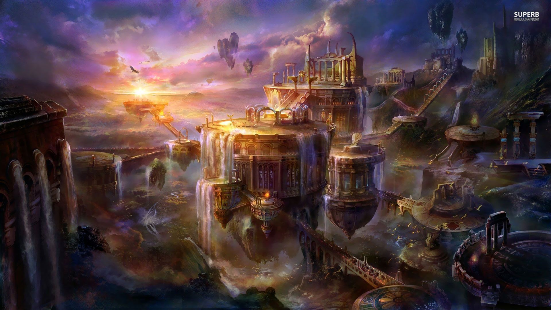 Floating Steampunk City Wallpaper