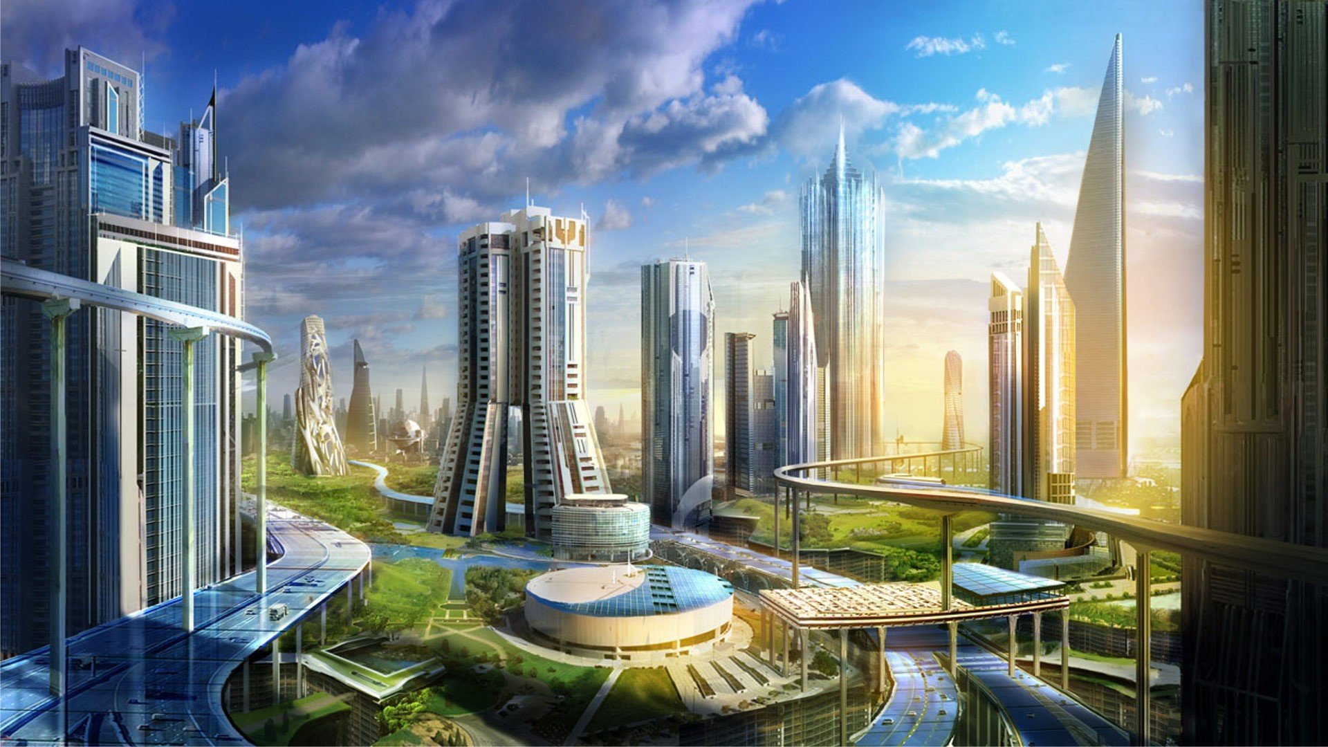 City Of The Future Fantasy Hd Wallpaper 1920x1080 4985