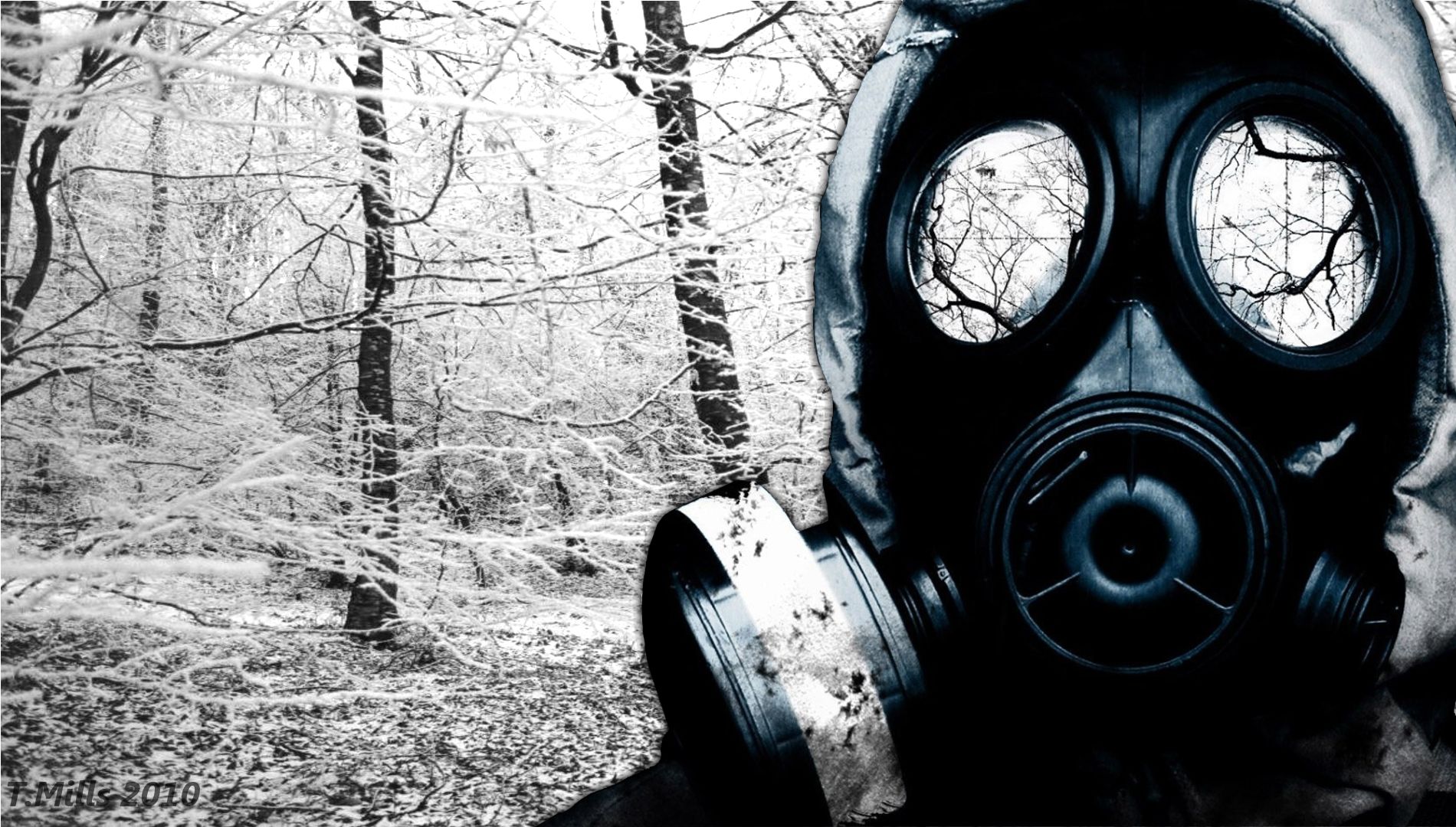 Nuclear winter, Gas mask, Winter wallpaper
