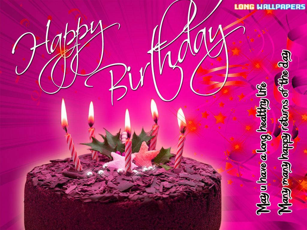 Download Pink Themed Happy Birthday Greeting Wallpaper
