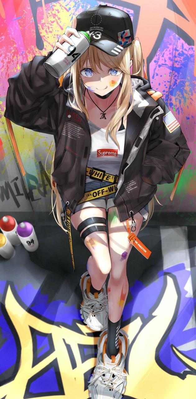 Graffiti anime girl wallpaper