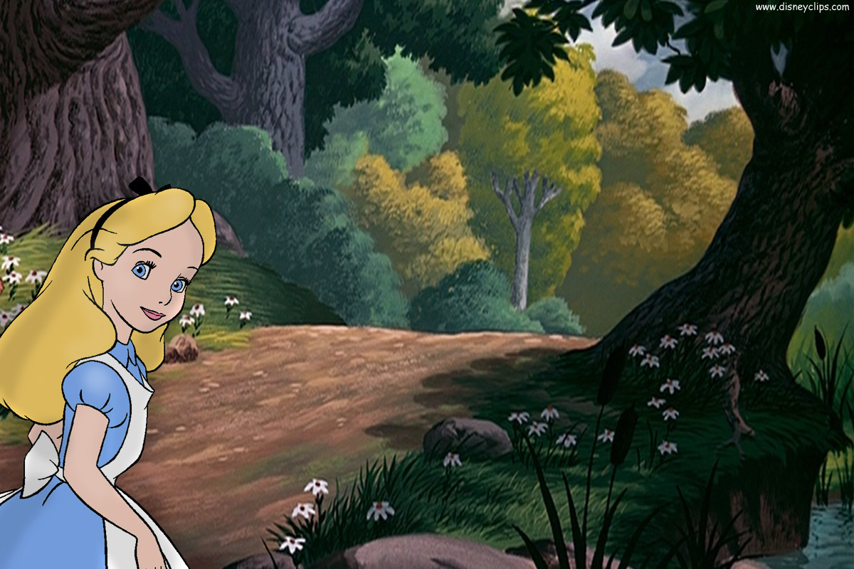 alice in wonderland wallpaper, animated cartoon, cartoon, natural environment, cg artwork, illustration