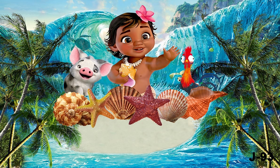 1st Baby Moana Photo Backdrop Girls Princess Newborn Happy Birthday Party Vaiana Decoration Photography Background Banner