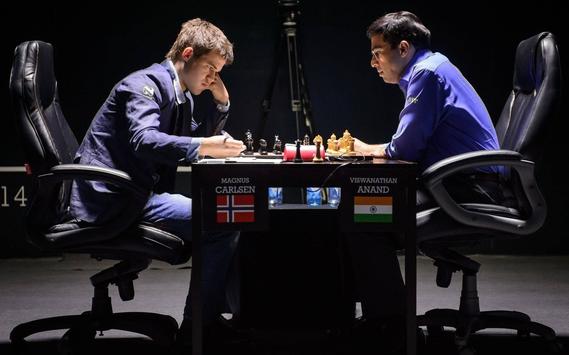 Download Magnus Carlsen And Viswanathan Anand Wallpaper