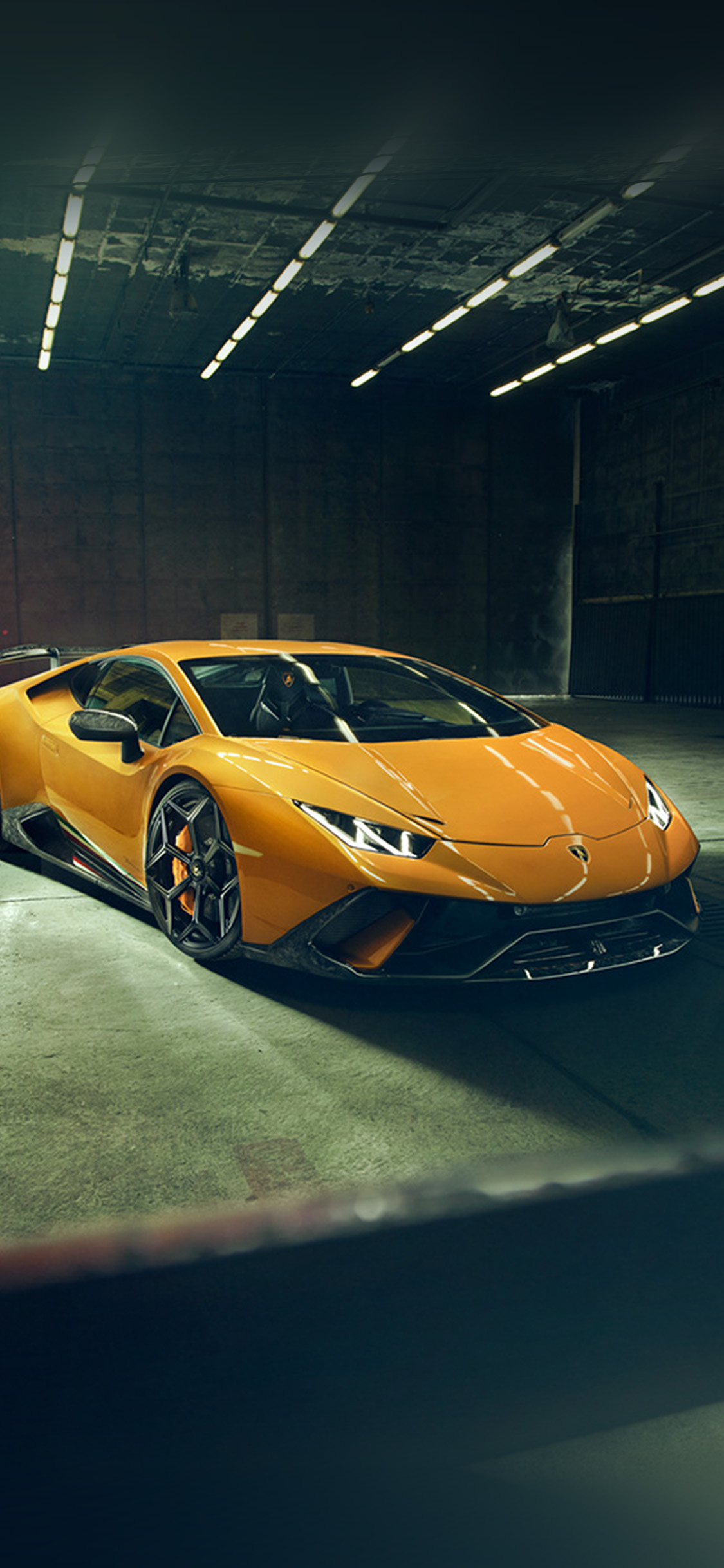 iPhone X wallpaper. lamborghini yellow car garage art