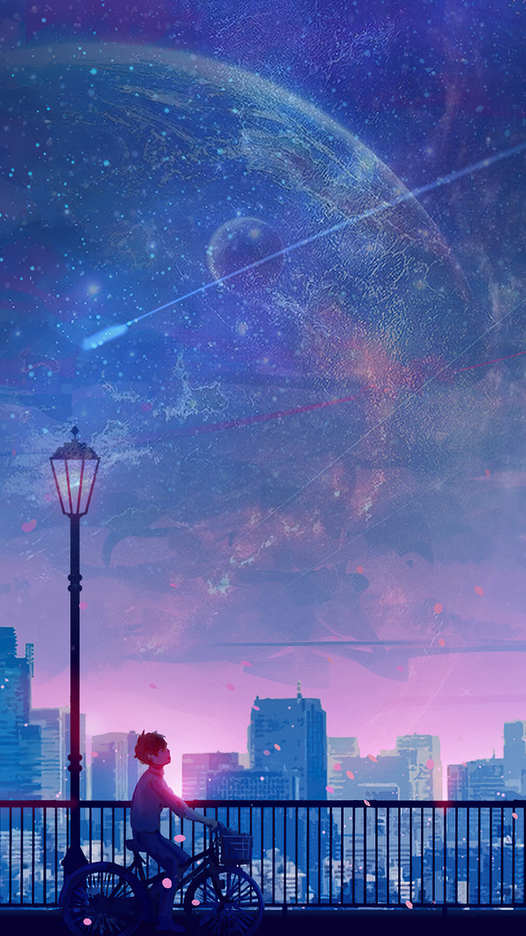 Free download Anime Boy Riding Bicycle Moon Night City Scenery 4K Wallpaper 61292 [2160x3840] for your Desktop, Mobile & Tablet. Explore Boy and Moon Wallpaper. Moon And Stars Background