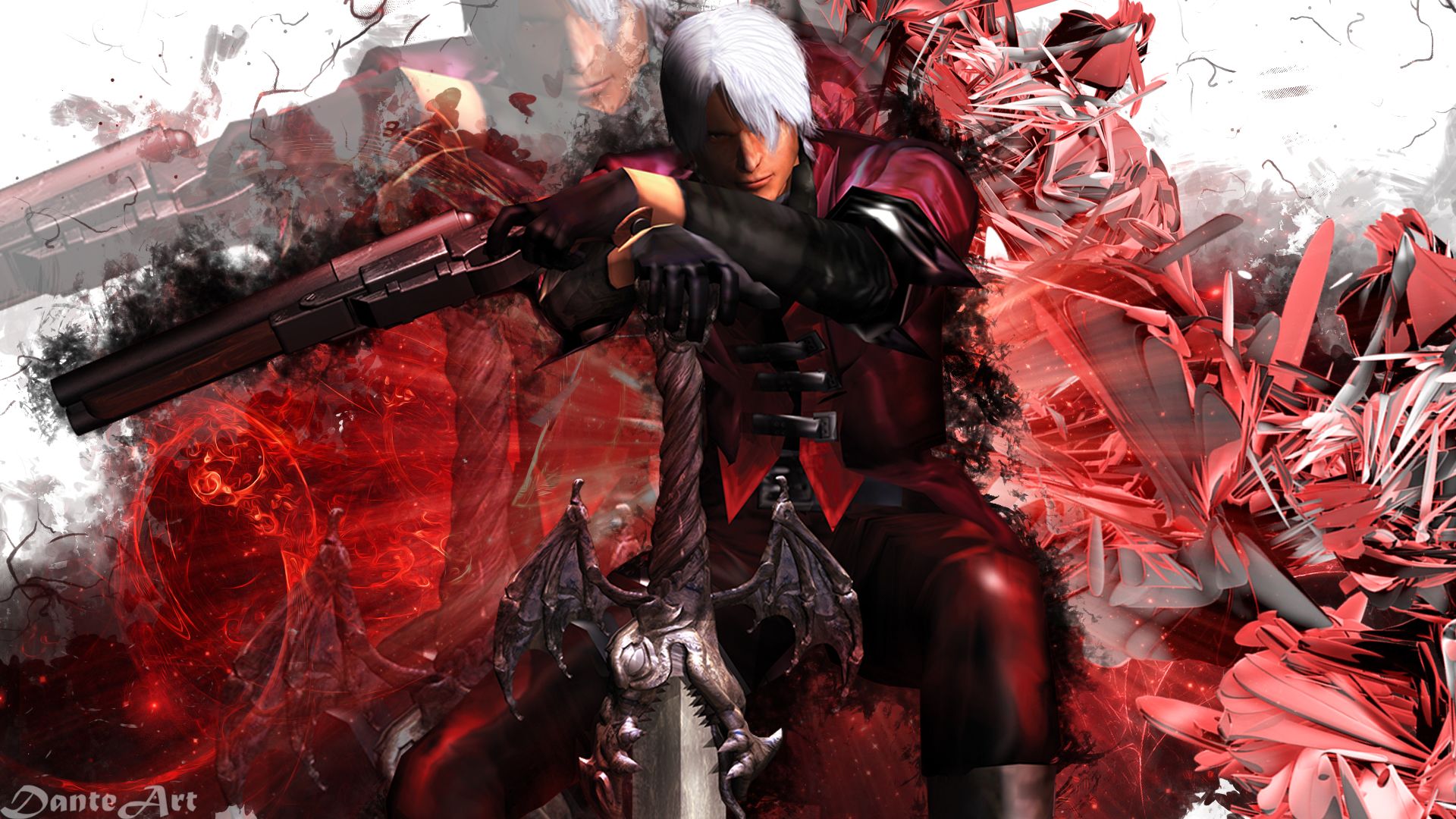 Wallpaper guns, sword, sword, hunter, Dante, red coat, Dante, DMC 4 for  mobile and desktop, section игры, resolution 1920x1200 - download