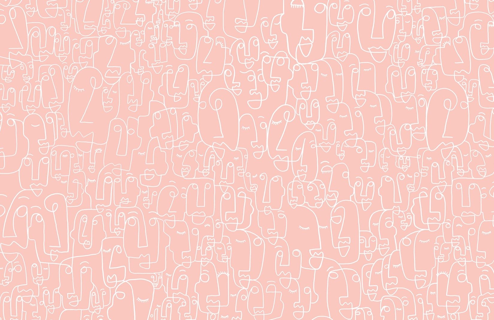 Dusty Pink & White Face Wallpaper Mural