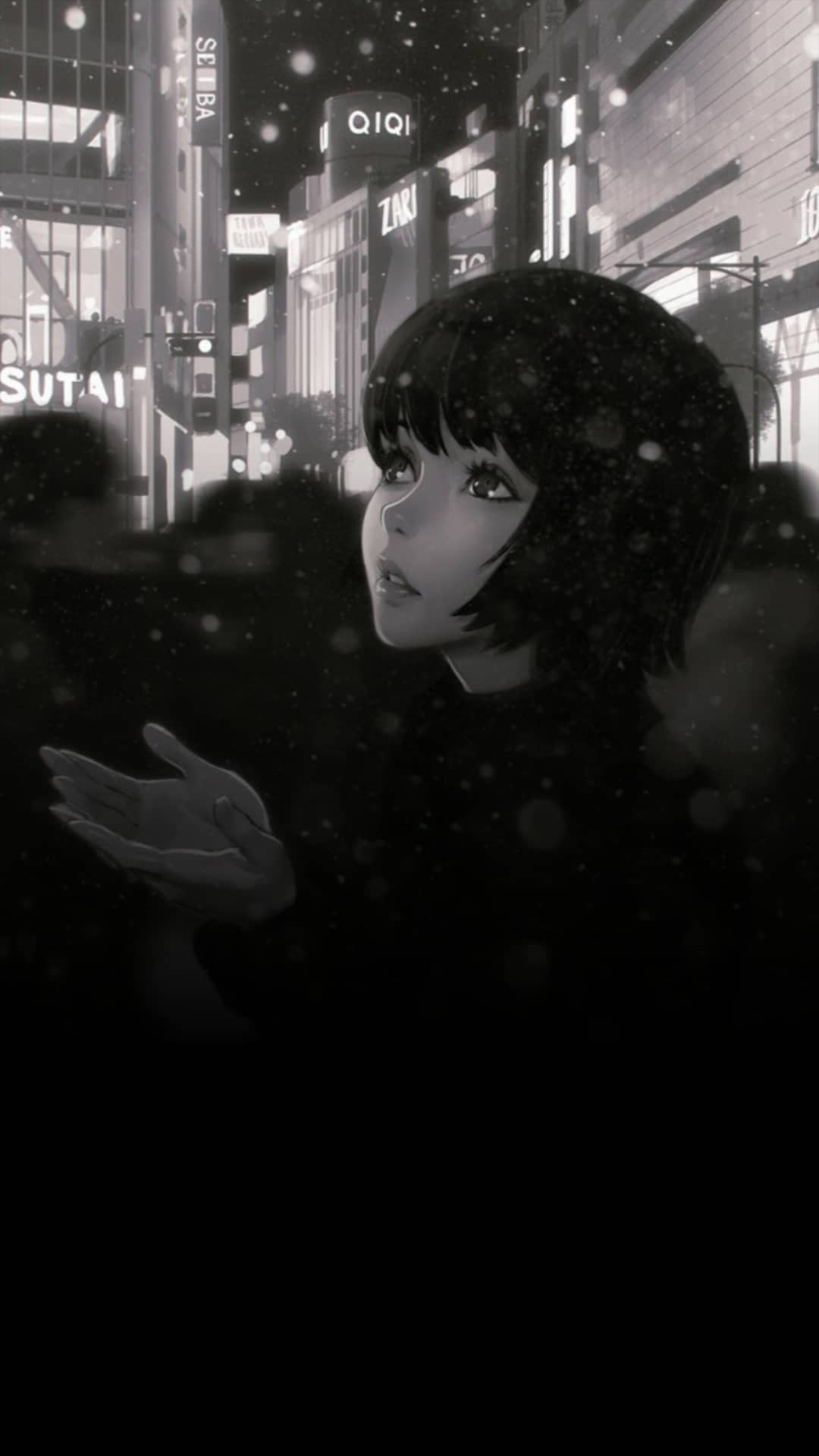 Anime girl wallpaper black and white Mobile Walls