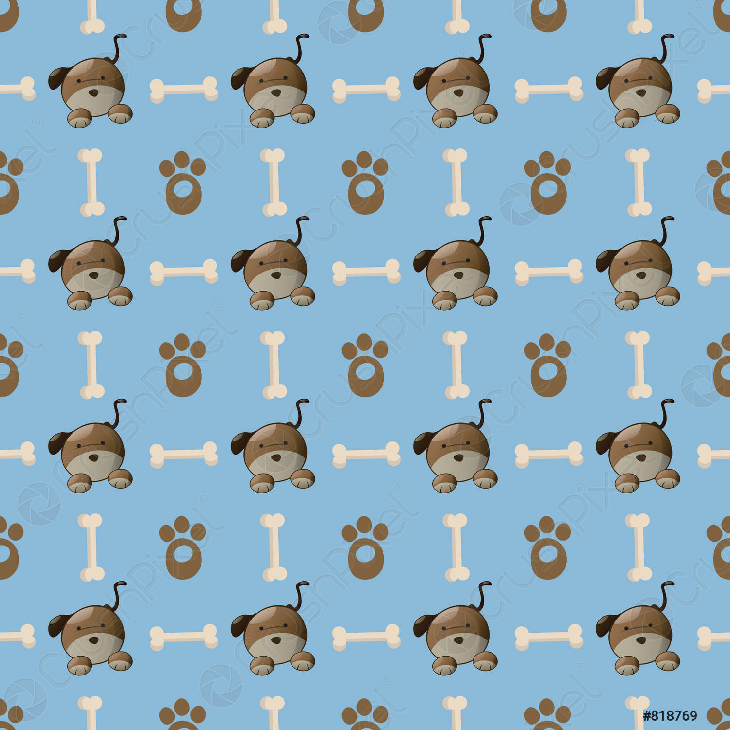 Seamless colorful dog pattern with paw and bone vector 818769