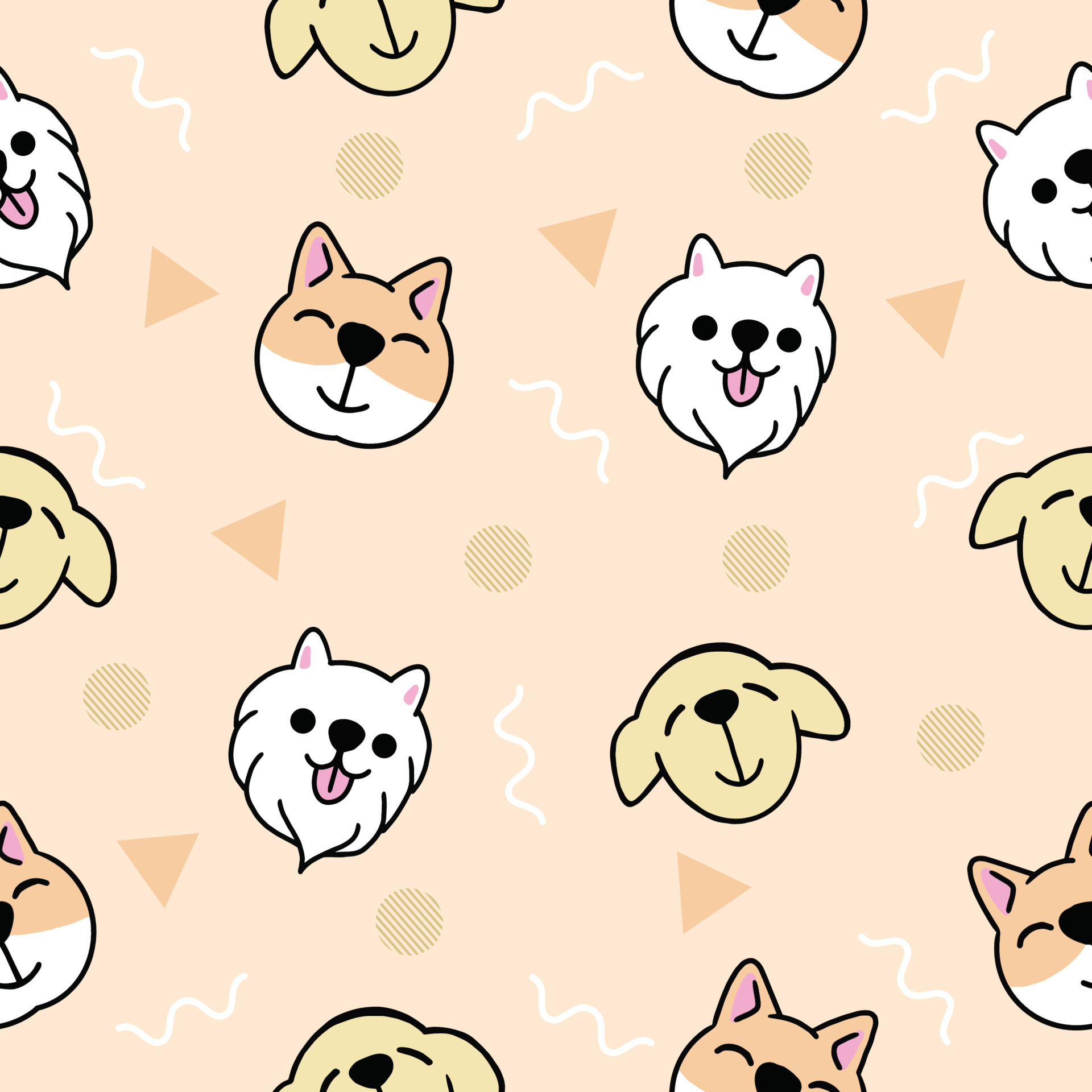 cute animal dog head seamless pattern wallpaper with design light pink