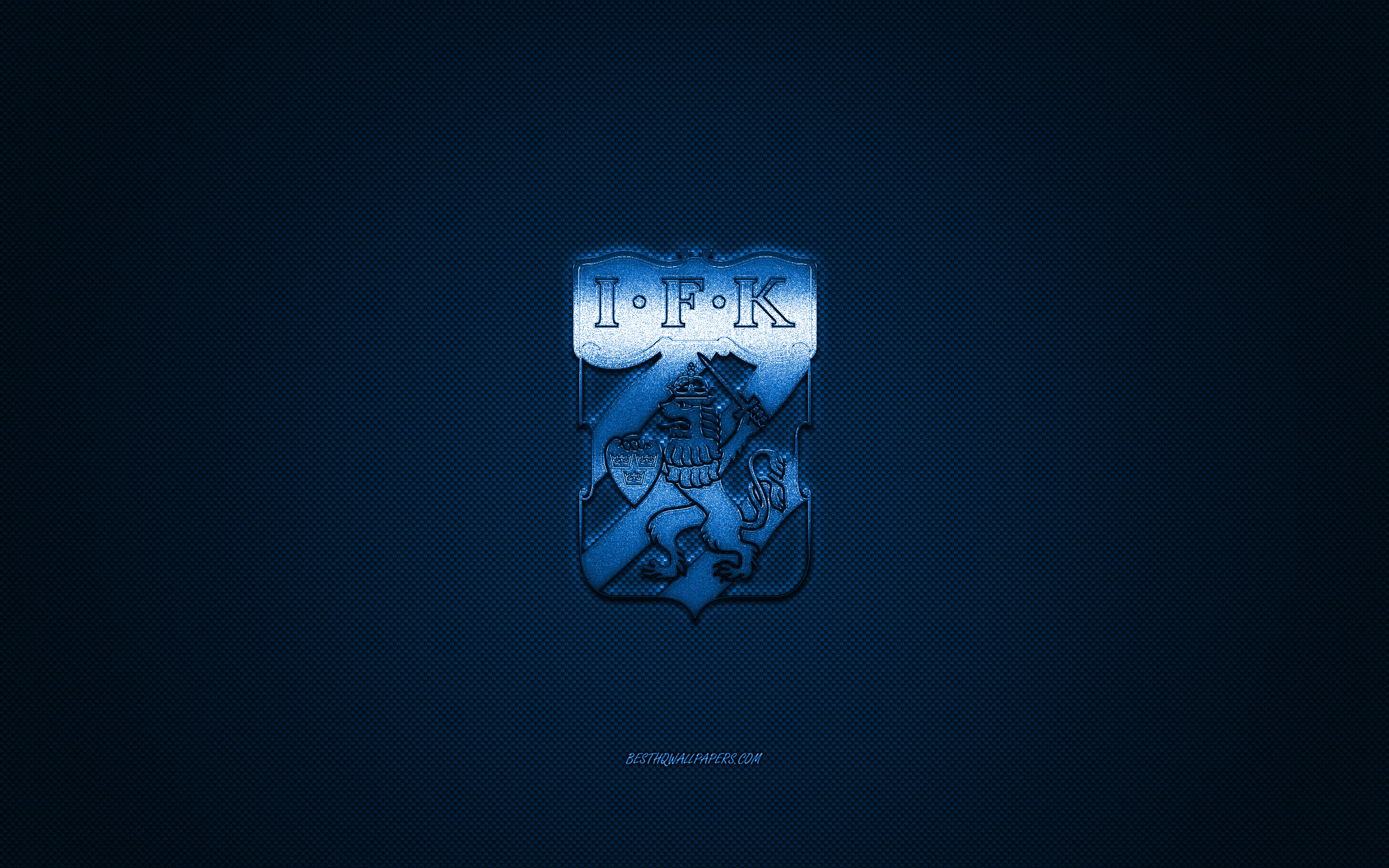 Download wallpaper IFK Goteborg, Swedish football club, Allsvenskan, blue logo, blue carbon fiber background, football, Goteborg, Sweden, IFK Goteborg logo for desktop with resolution 2560x1600. High Quality HD picture wallpaper