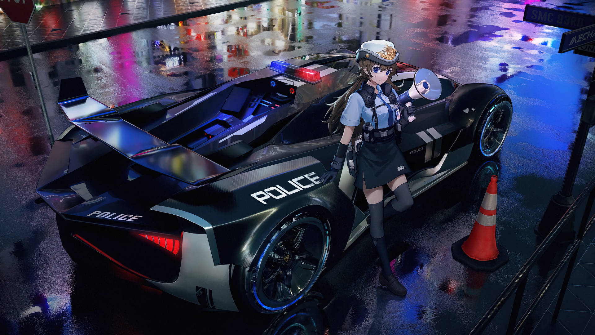 Download Police Anime Car Wallpaper