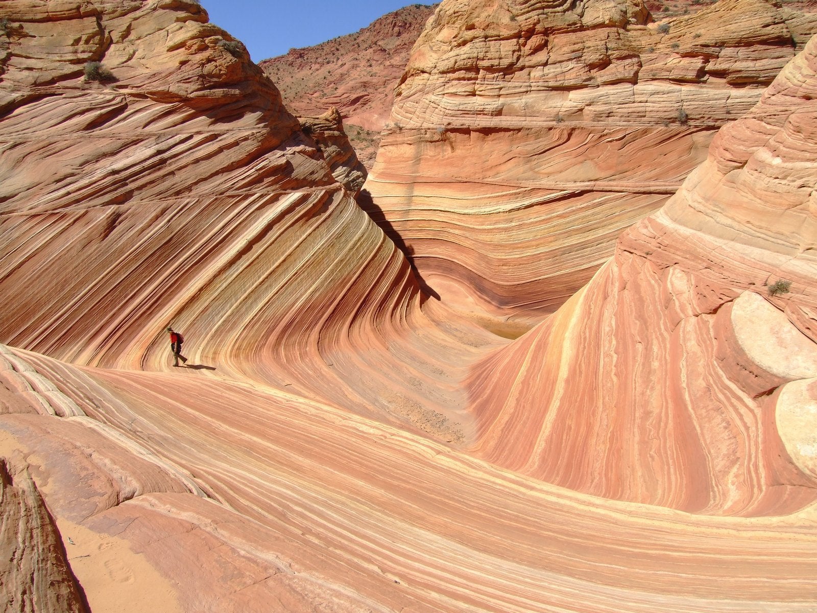 Hiker in the Wave, Vermilion Cliffs National Monument, Arizona
