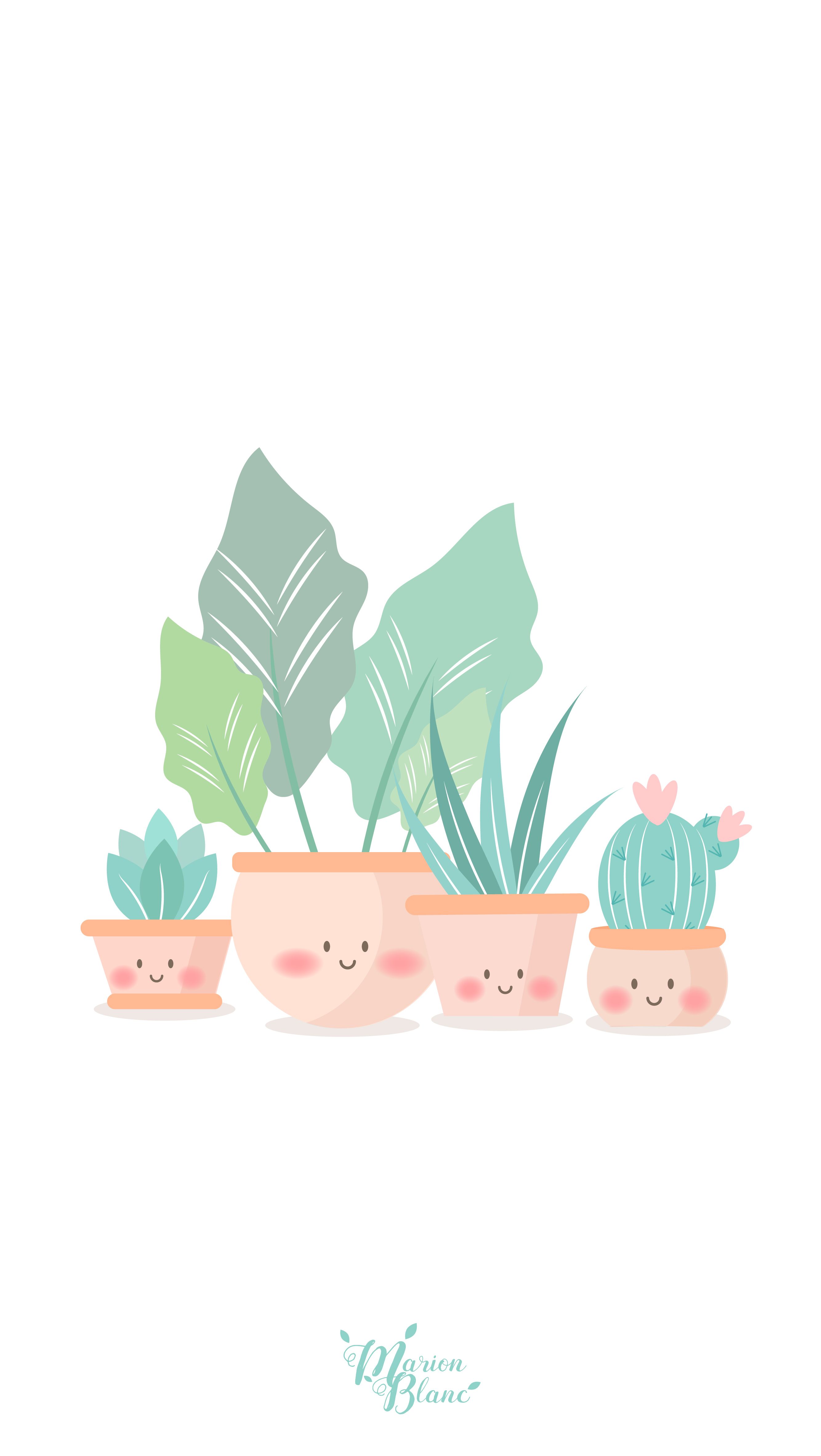 Plants Blanc. Dibujos bonitos, Ilustraciones, Fondos de cactus