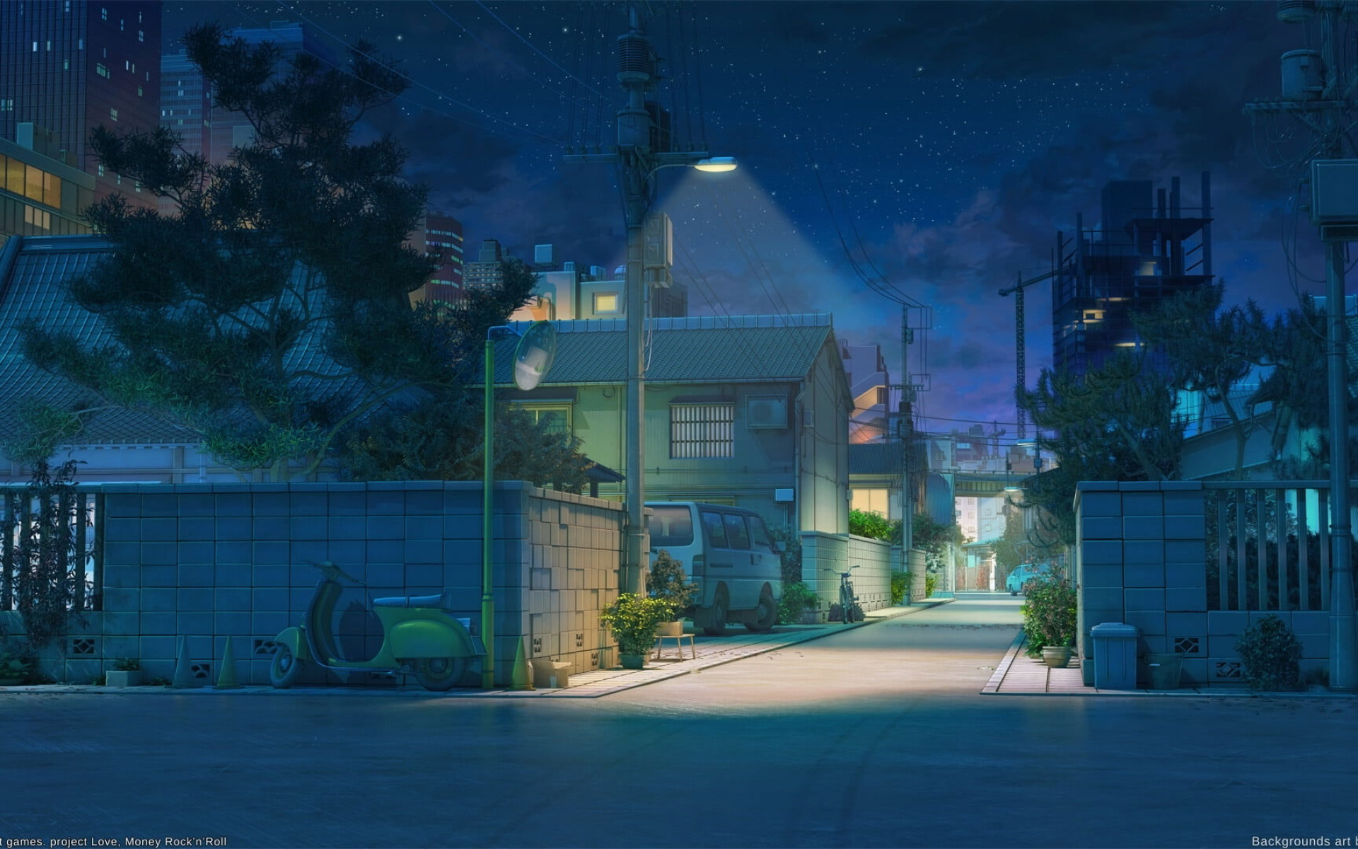 Wallpaper Japan, House, Street, Artwork, Night, Anime • Wallpaper For You