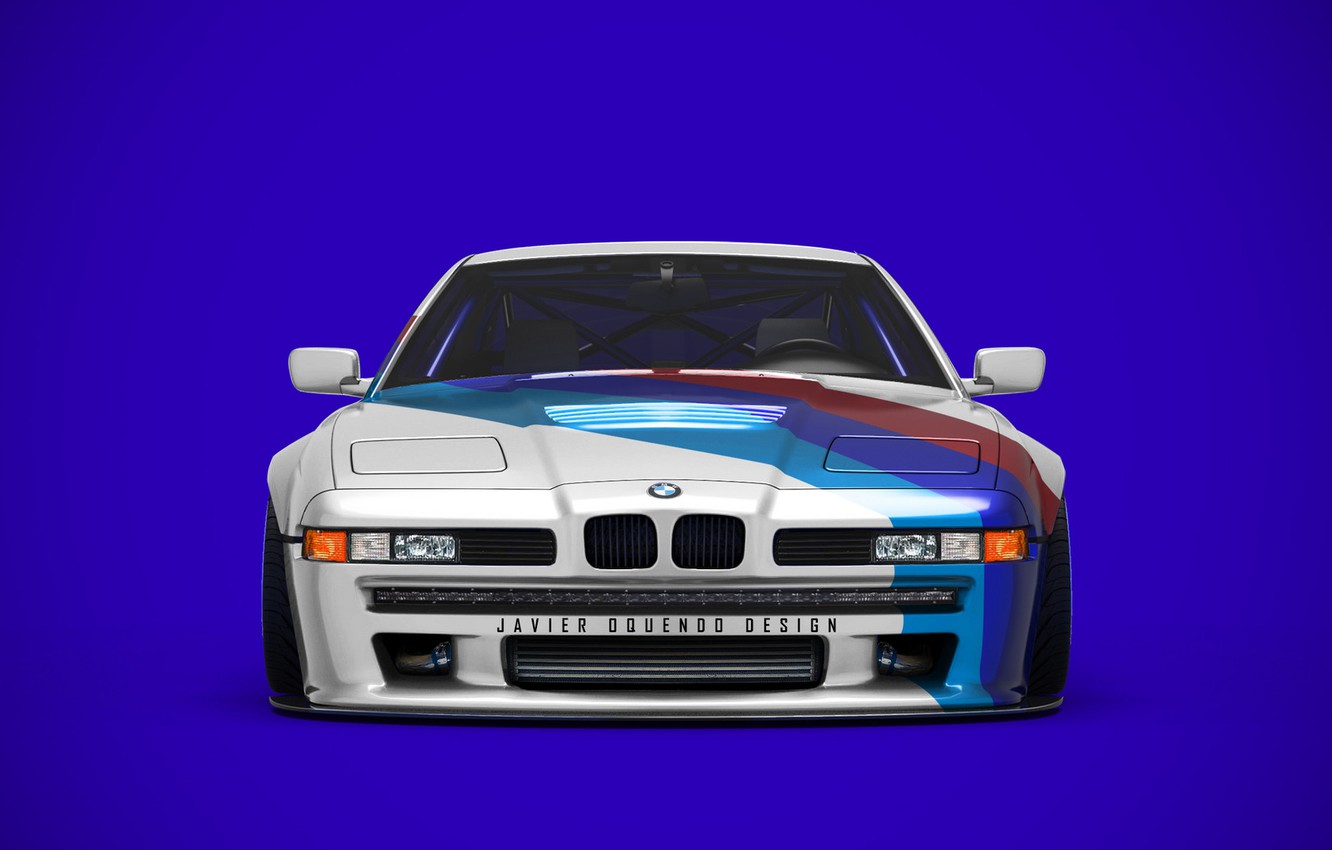 Wallpaper Auto, Blue, Machine, Background, The front, Transport & Vehicles, Javier Oquendo, by Javier Oquendo, BMW 850 CSI image for desktop, section рендеринг
