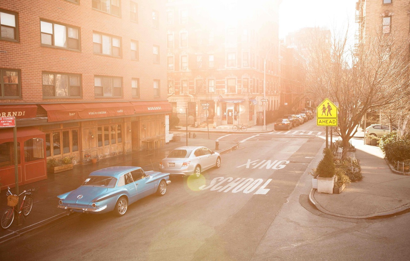 Wallpaper City, Car, Morning, Streetscape image for desktop, section город