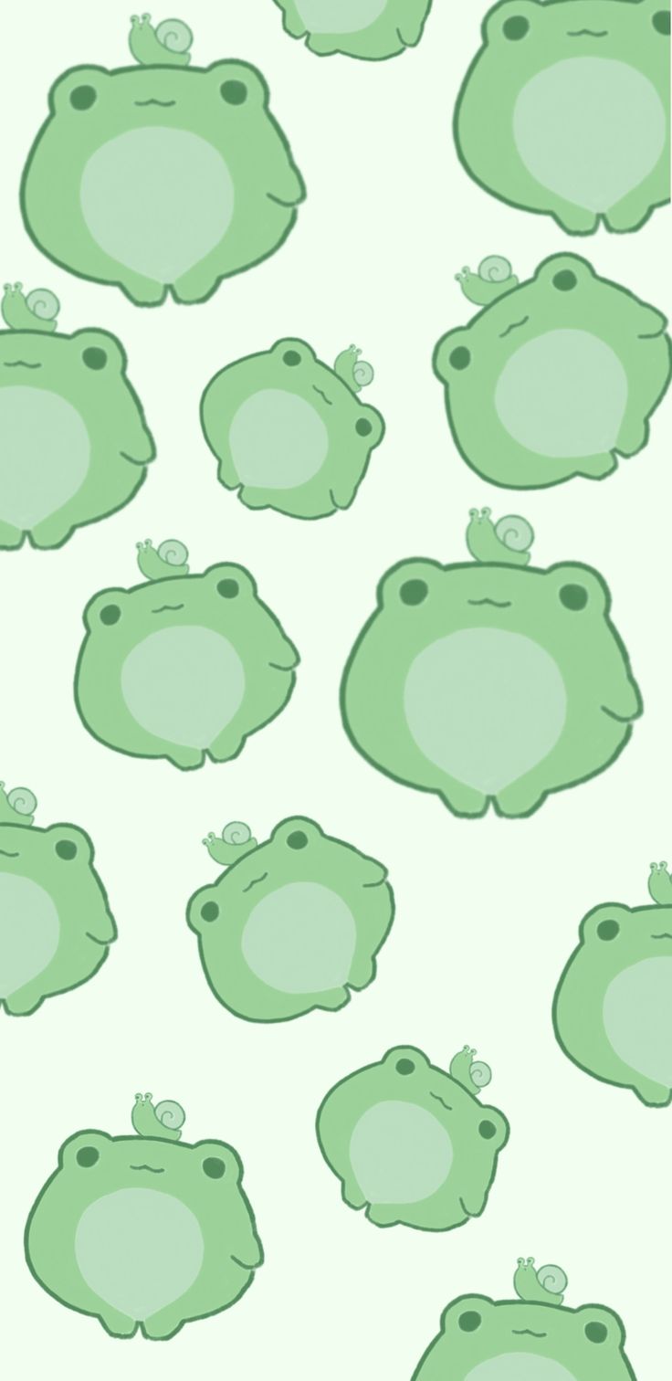 Frog and snail wallpaper. Frog wallpaper, Cute green wallpaper aesthetic, Cute doodle art