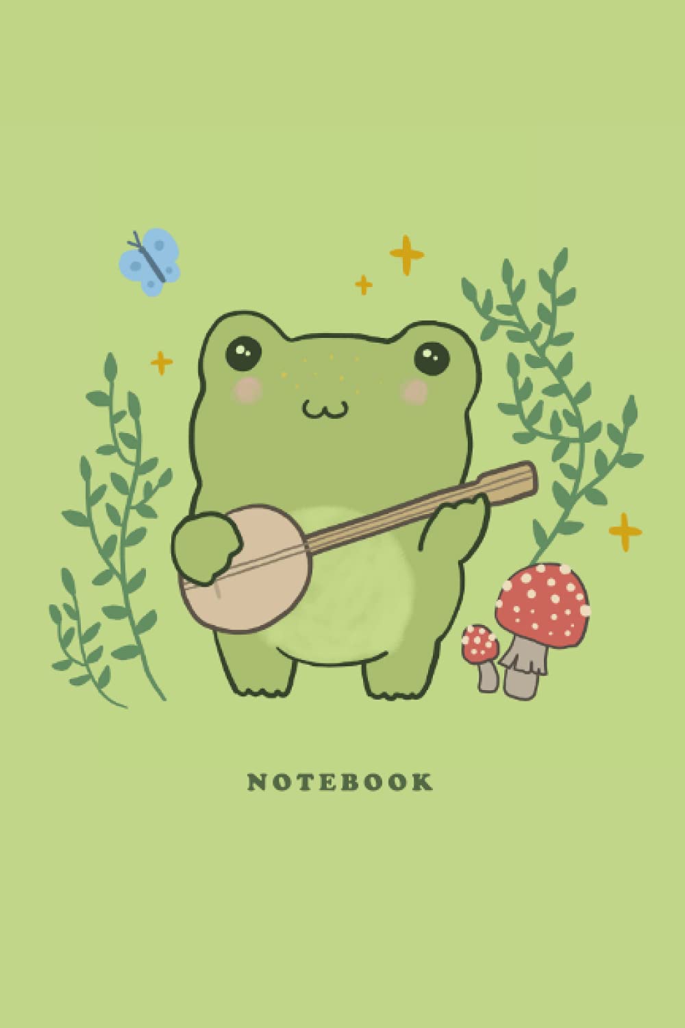 Notebook: Cute Cottagecore Frog Playing Banjo & Mushrooms. Graph Paper Journal. Illustrated Light Green Kawaii Aesthetic Diary: Frogs, Ministry of: 9798527739633: Books