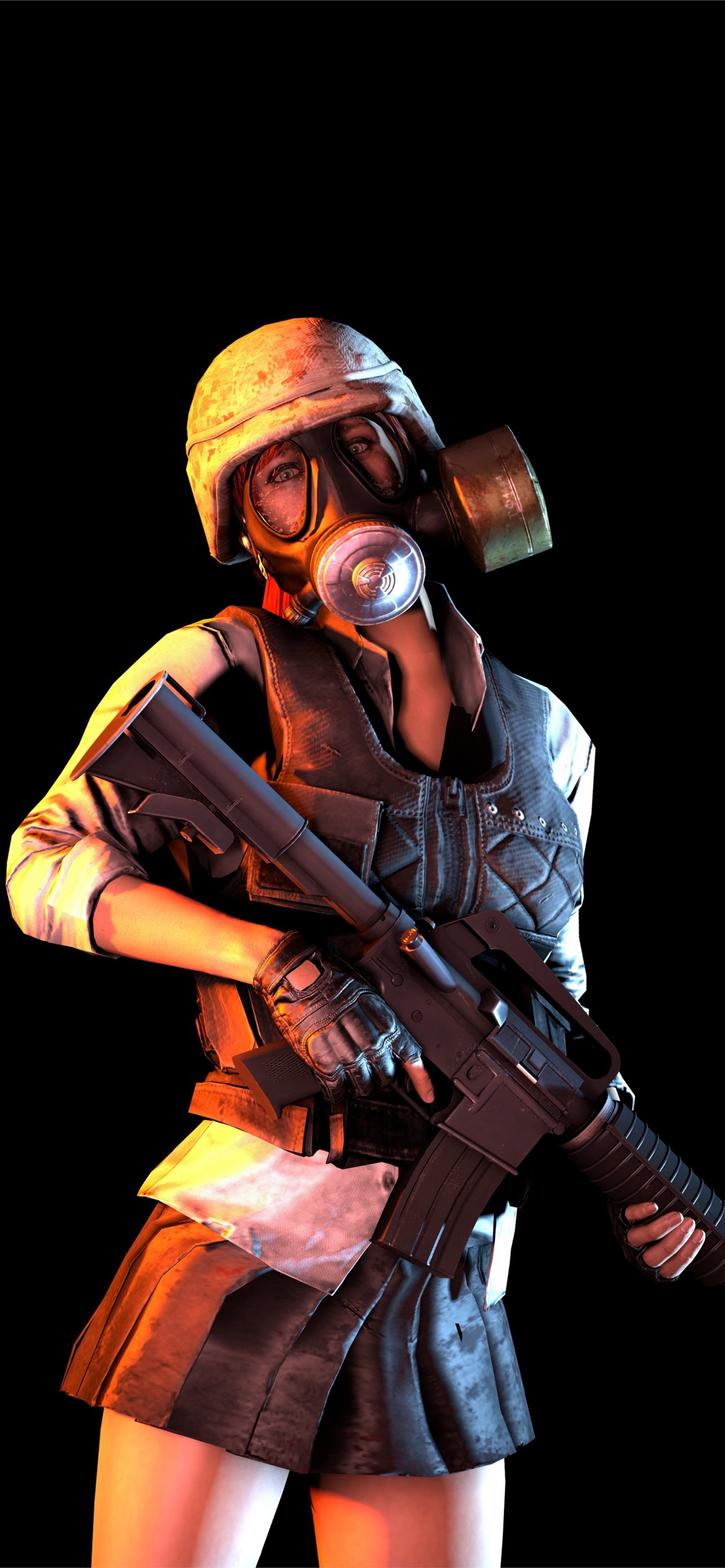 pubg mask girl with gun video game lg v30 lg g6 hd. iPhone Wallpaper Free Download