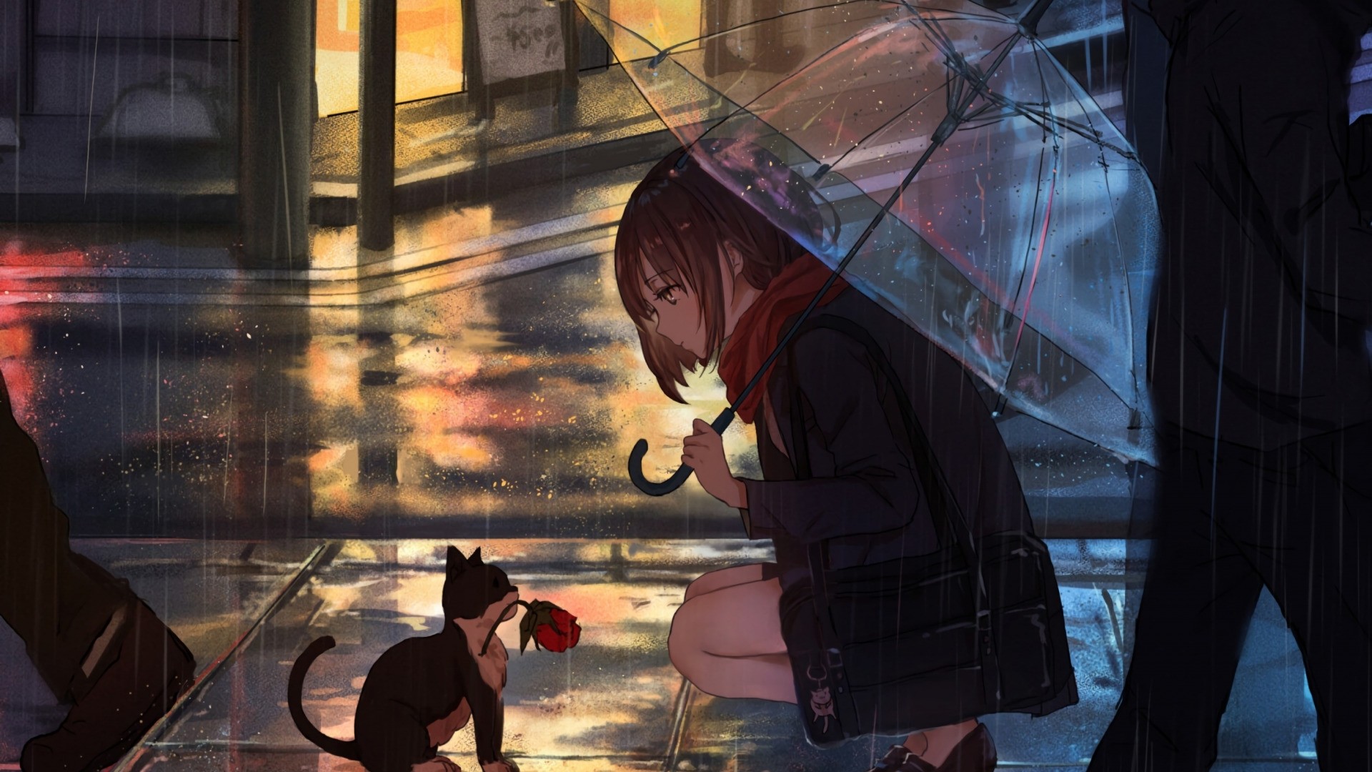 Digital Art of an Anime Girl Crying in the Rain - Etsy