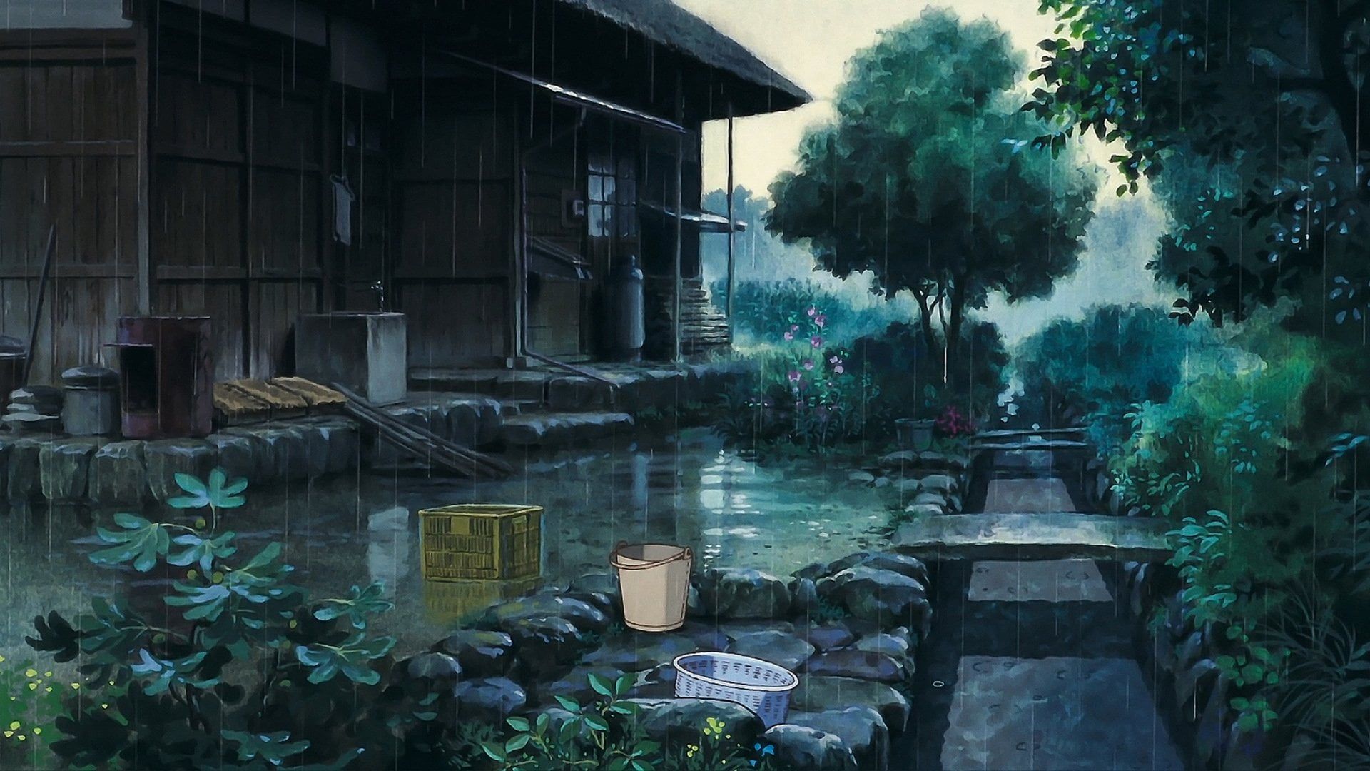 rain #trees #bucket #anime #house #outdoors P #wallpaper #hdwallpaper #desktop. Anime scenery wallpaper, Anime scenery, Scenery wallpaper