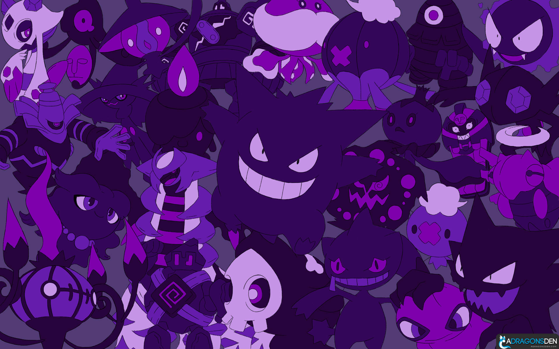 Download Gengar And Purple Pokémons Pattern Wallpaper