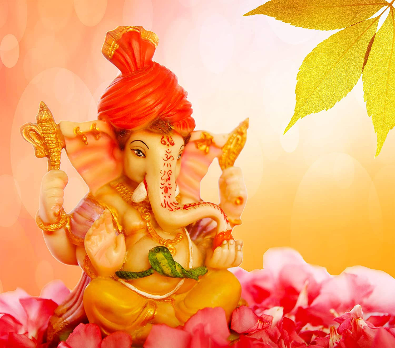 Download Ganesh 3D With Red Turban Wallpaper