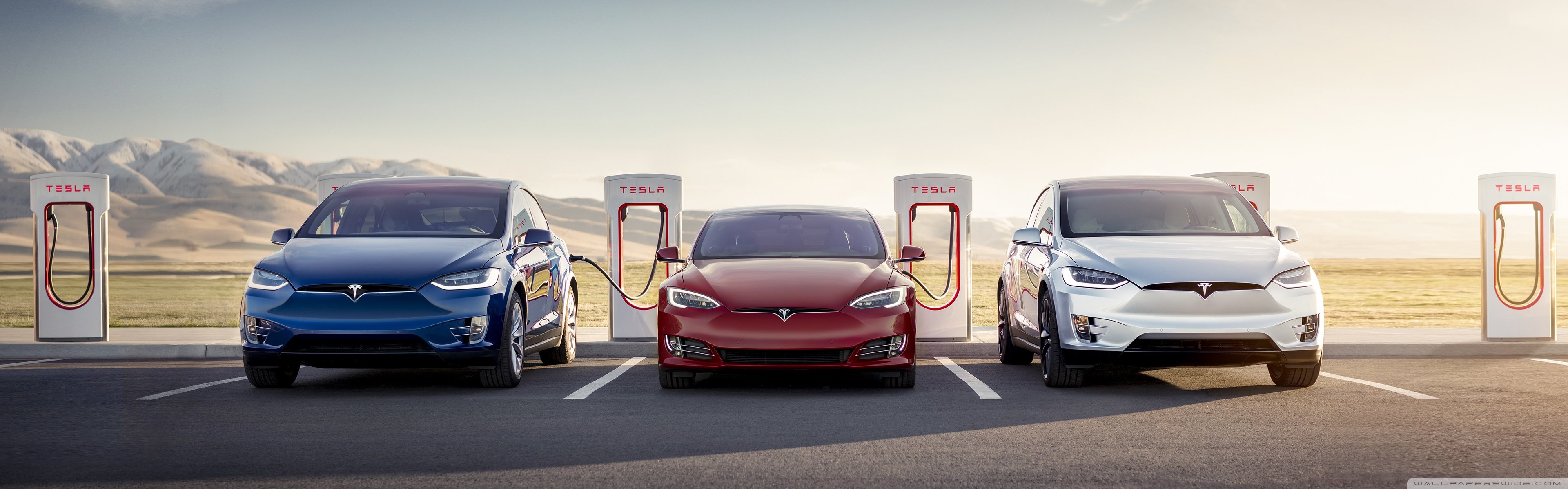 Tesla Model S and X Electric Cars Supercharger Ultra HD Desktop Background Wallpaper for: Widescreen & UltraWide Desktop & Laptop, Multi Display, Dual & Triple Monitor, Tablet