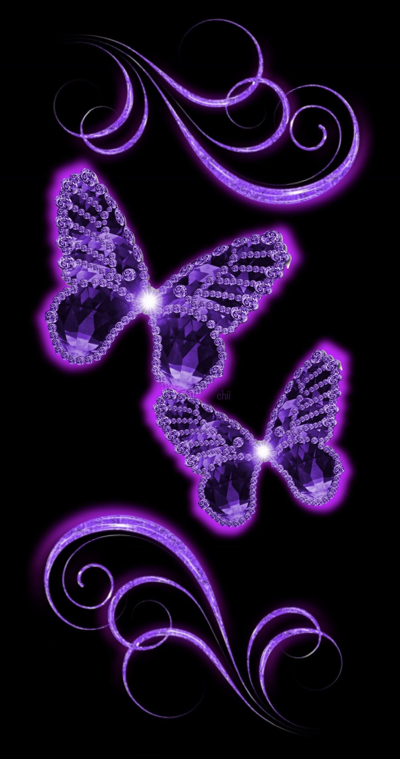 Download Purple Butterfly In Cyber Y2K Aesthetic Wallpaper