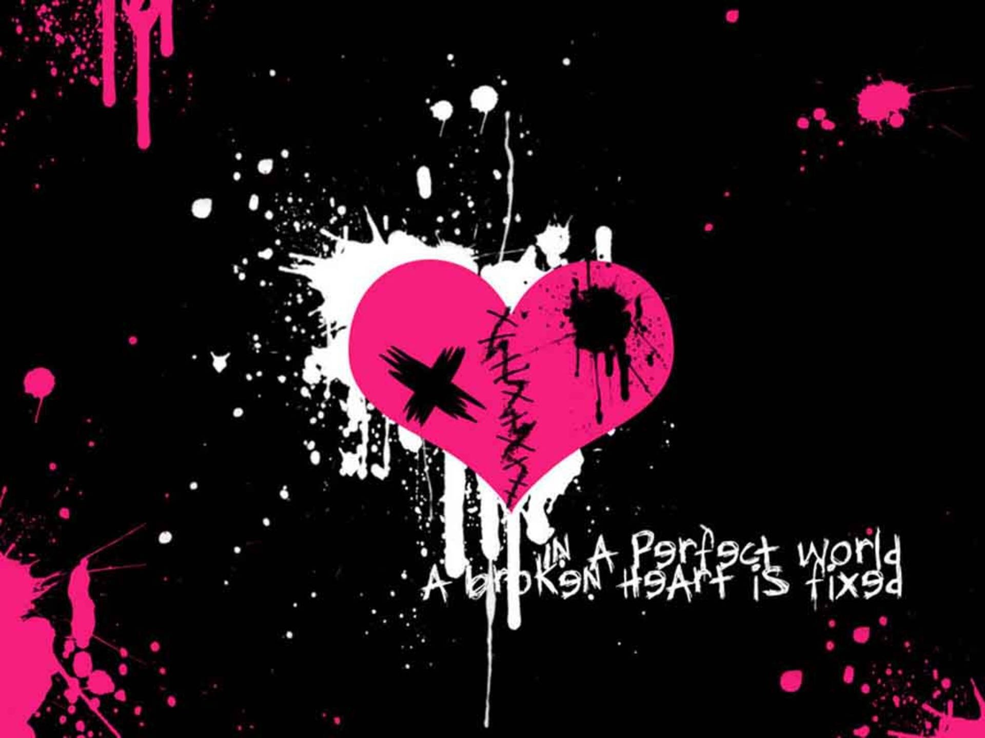 Download Black Pink Emo Heart Wallpaper