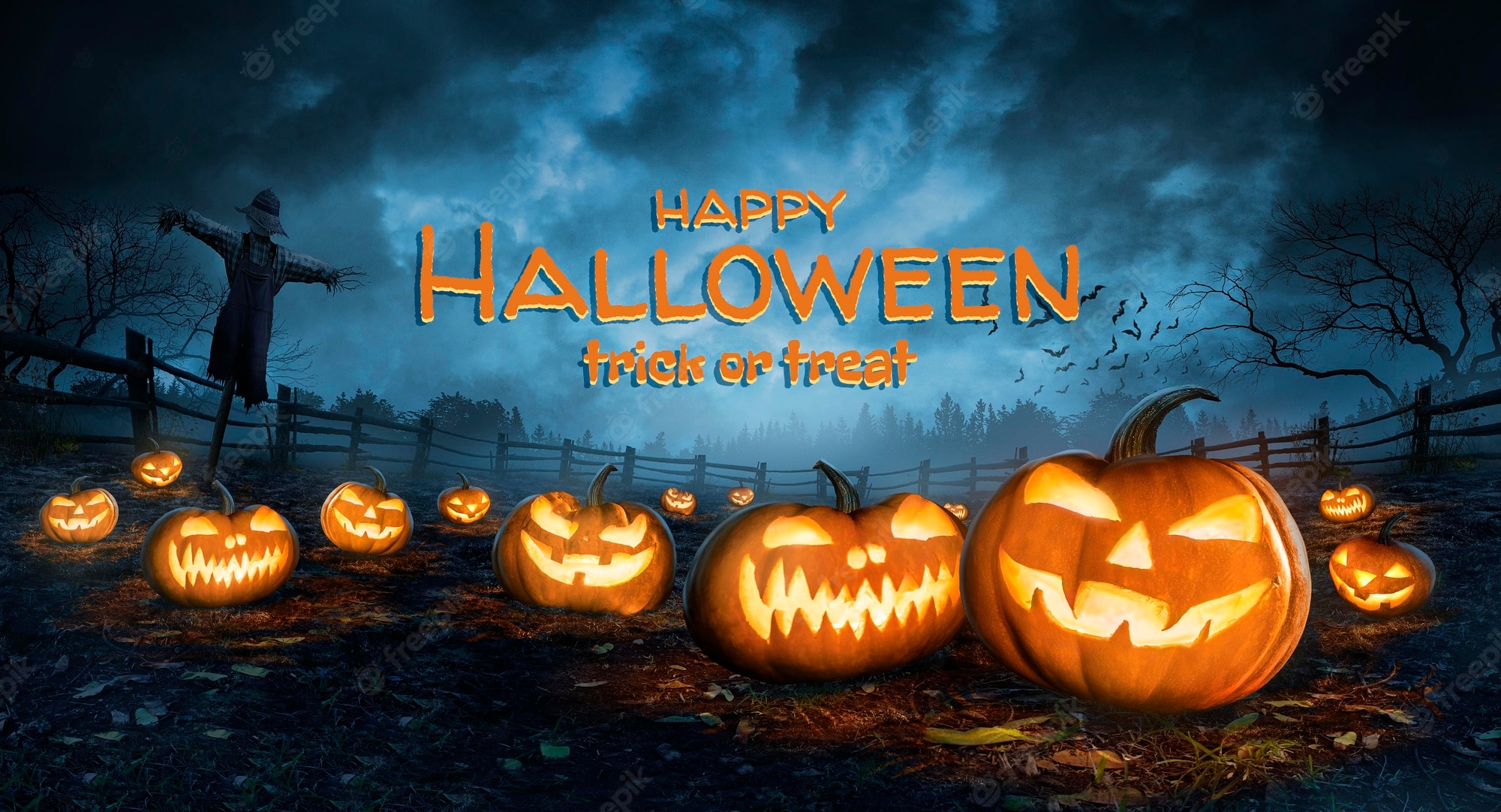 Premium Photo. Halloween banner with pumpkins