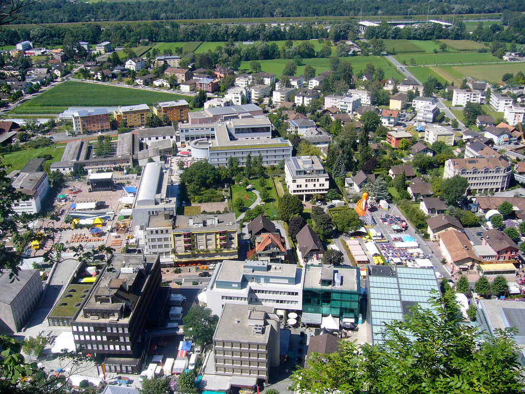 Vaduz from Above. As seen from the Vaduz castle Liechtenst. Clemens v. Vogelsang
