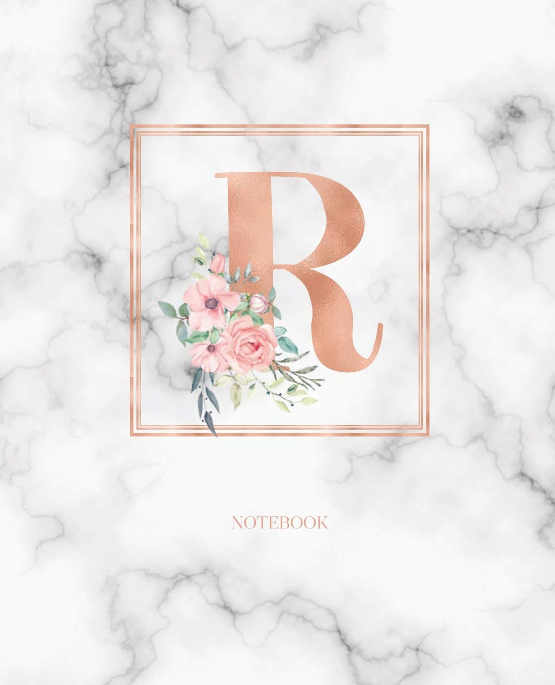 Notebook: Marble Rose Gold Monogram Initial Letter R with Marble and Pink Floral Notebook Journal for Women, Girls and School Wide Rule (7.5 in x 9.25 in): 9781790526246: Cute Little Journals: Books
