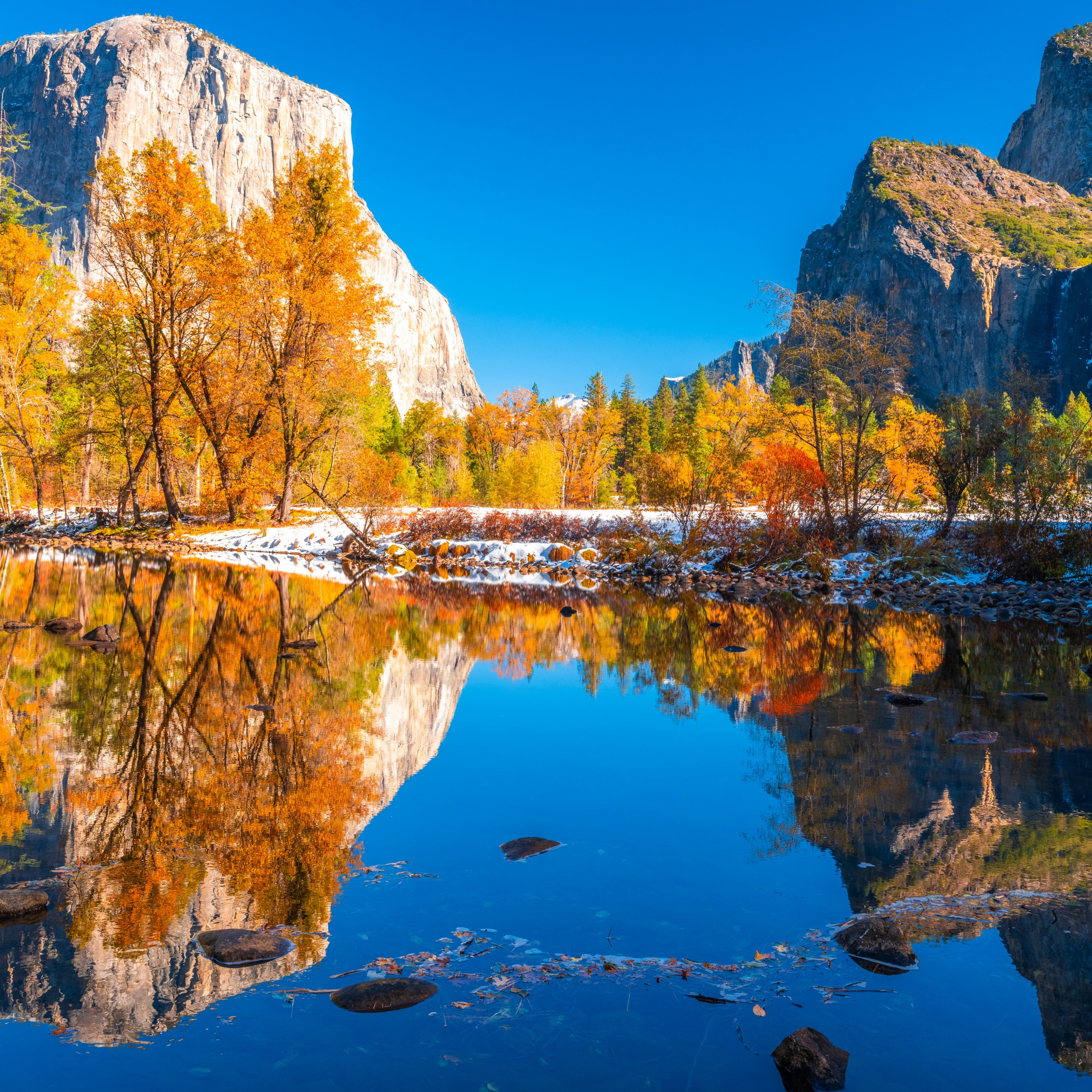 Yosemite National Park Wallpaper 4K, Scenery, Landscape, Lake, Reflections, Autumn, Nature